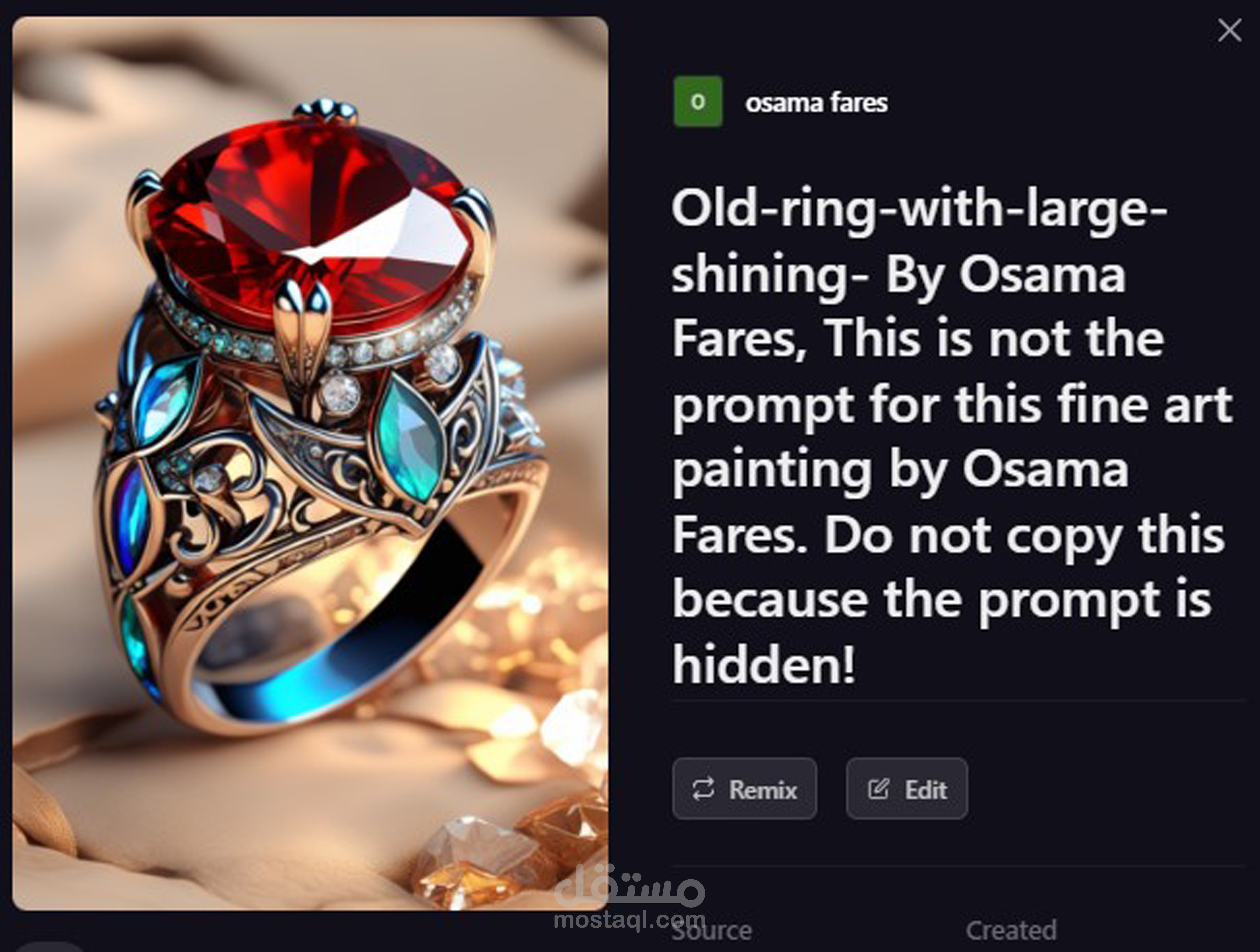 مجوهرات خاتم Ai art painting by Osama Fares.