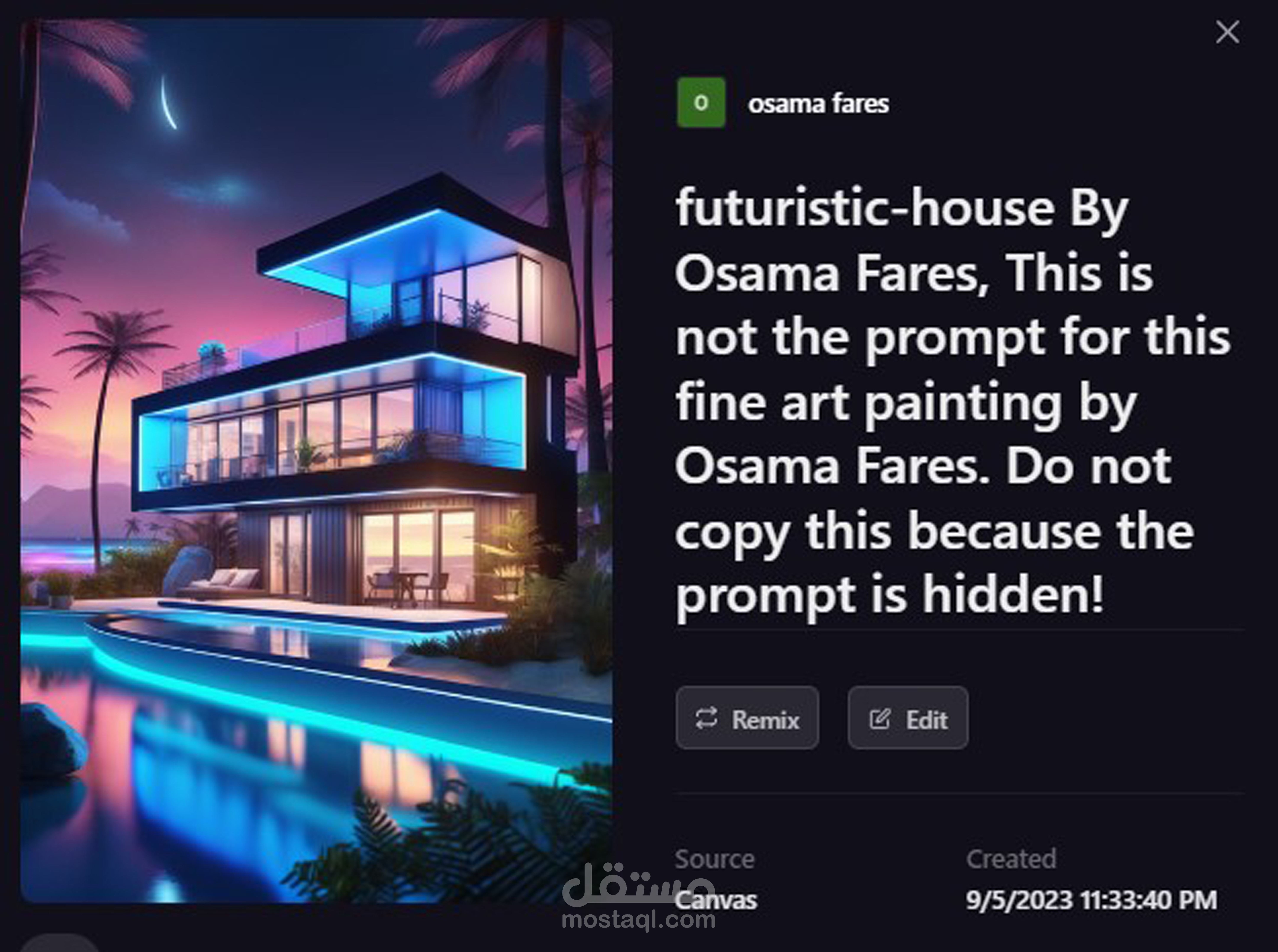 اعلان معمارى فيلا عصرية بالذكاء الاصطناعي Ai art painting by Osama Fares.