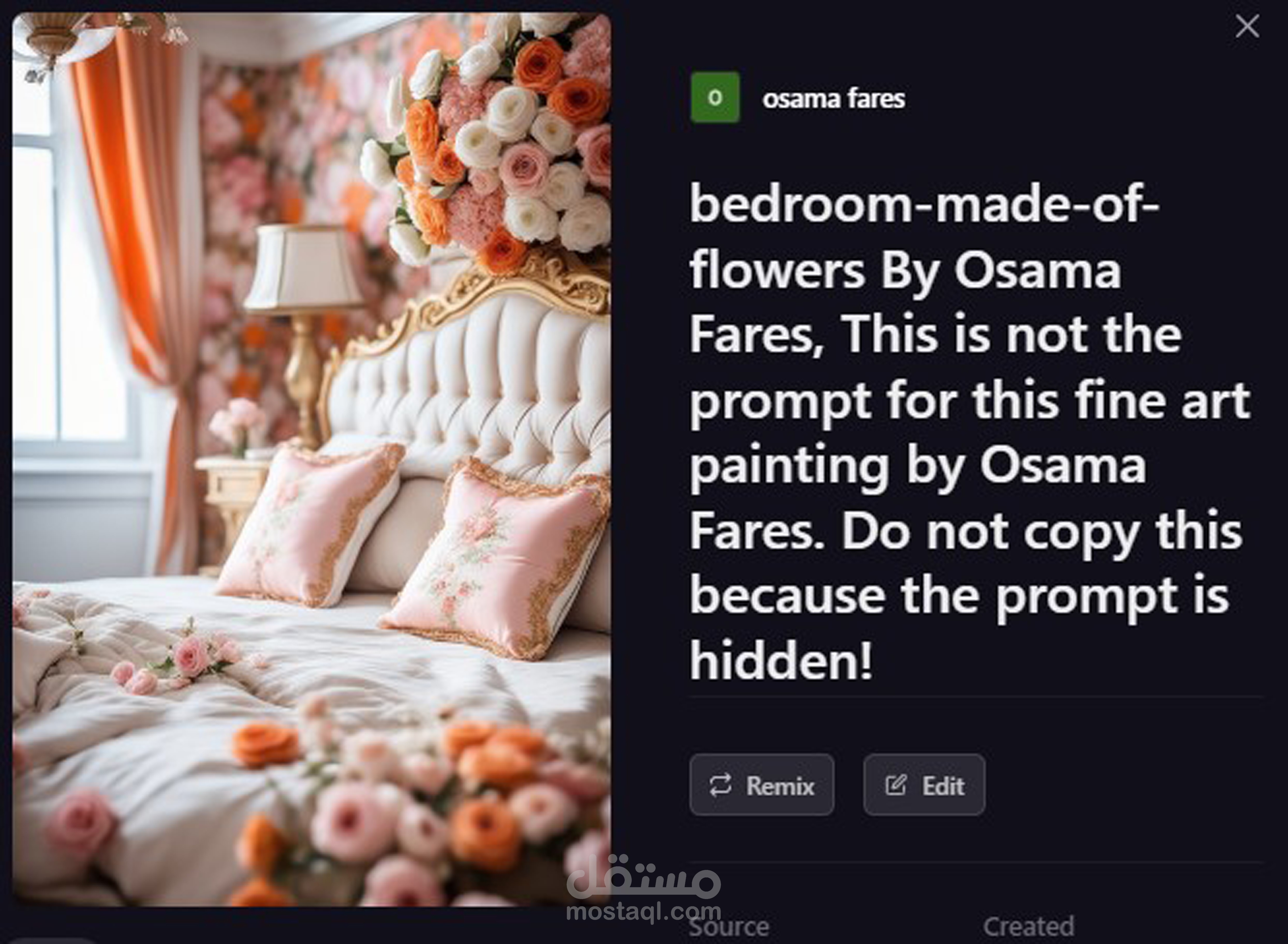 اعلان ديكور داخلي غرفة نوم بالذكاء الاصطناعي Ai art painting by Osama Fares.