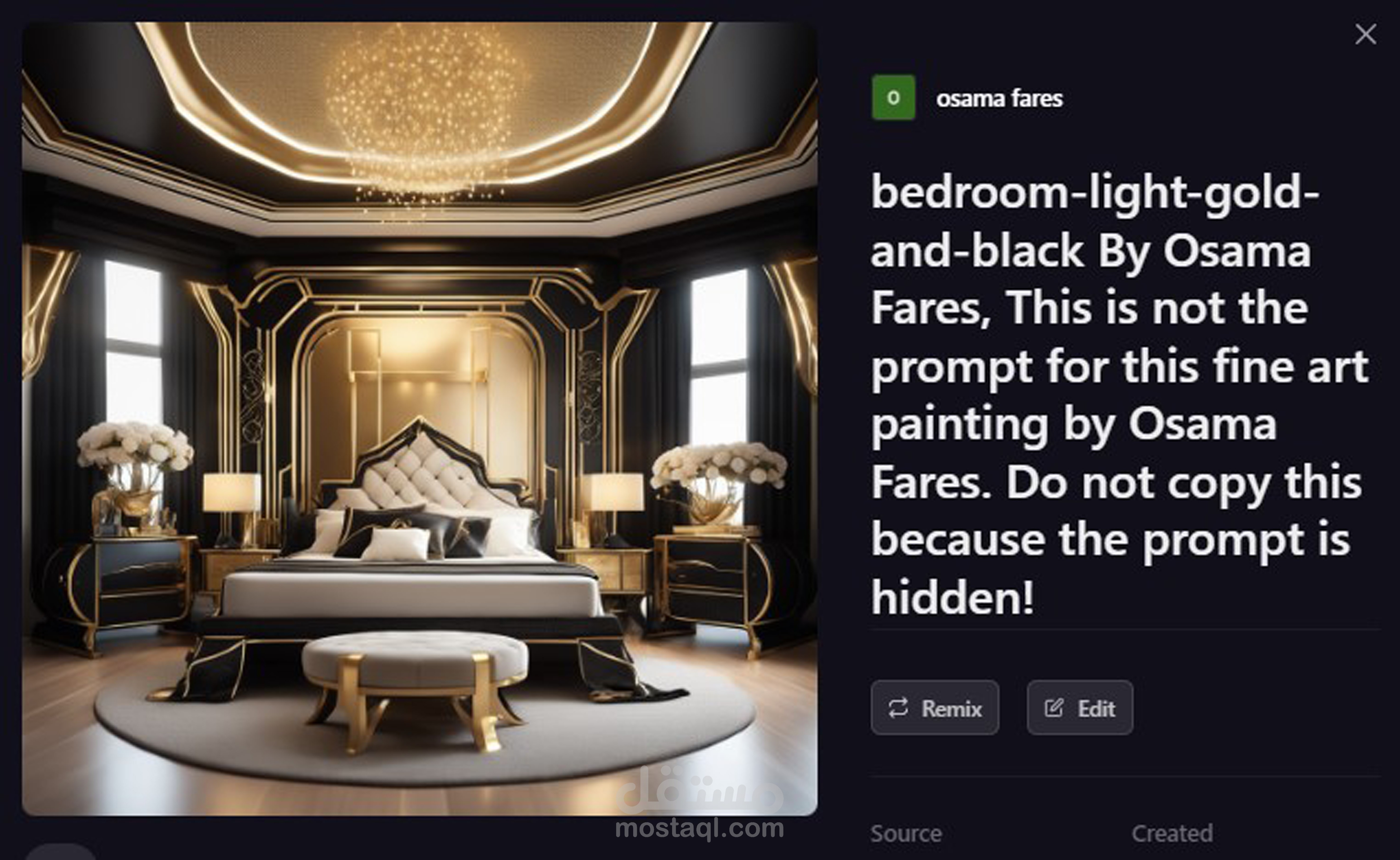 اعلان ديكور داخلي غرفة نوم بالذكاء الاصطناعي Ai art painting by Osama Fares.