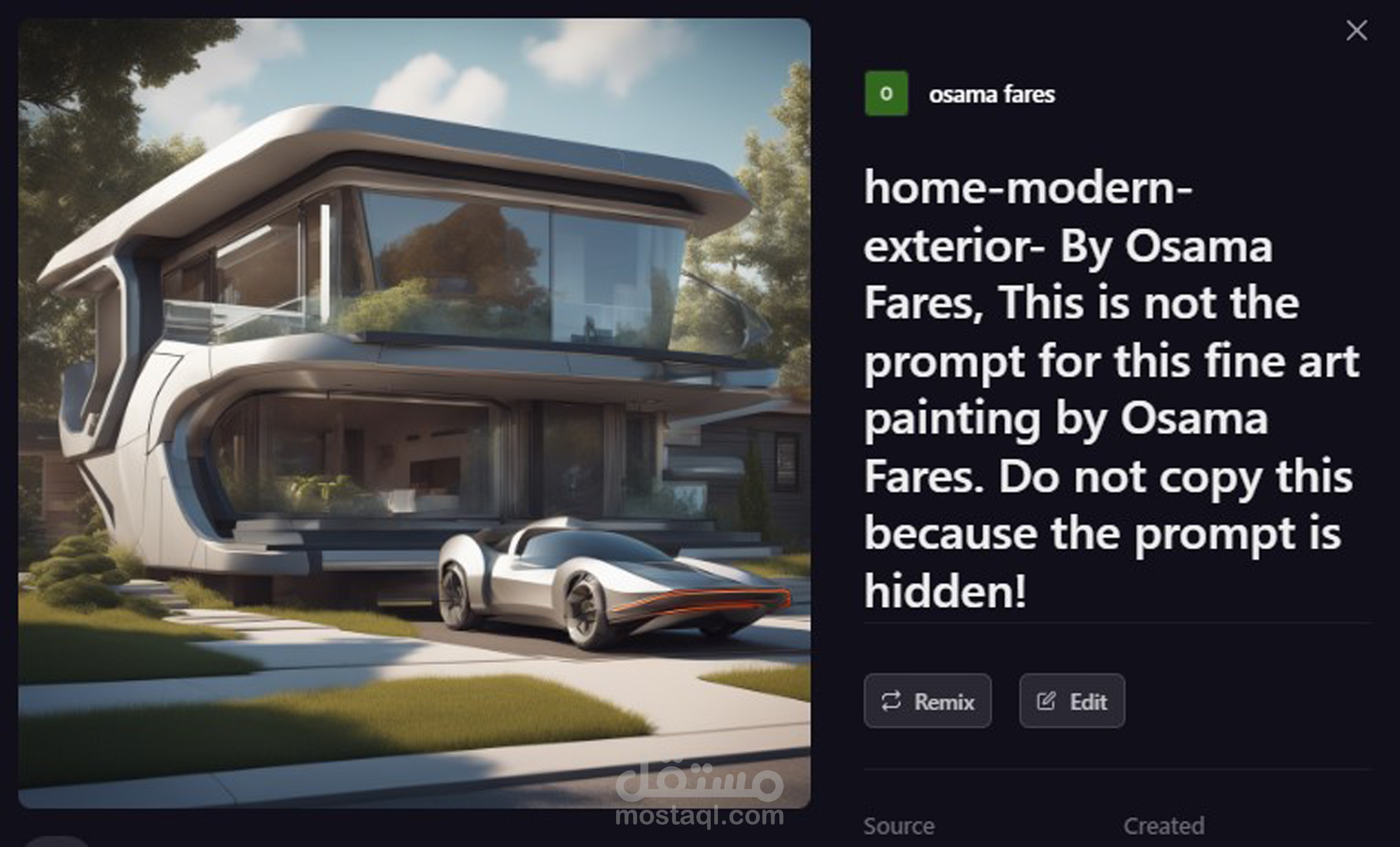 اعلان معماري تصميم فيلا عصرية بالذكاء الاصطناعي Ai art painting by Osama Fares.