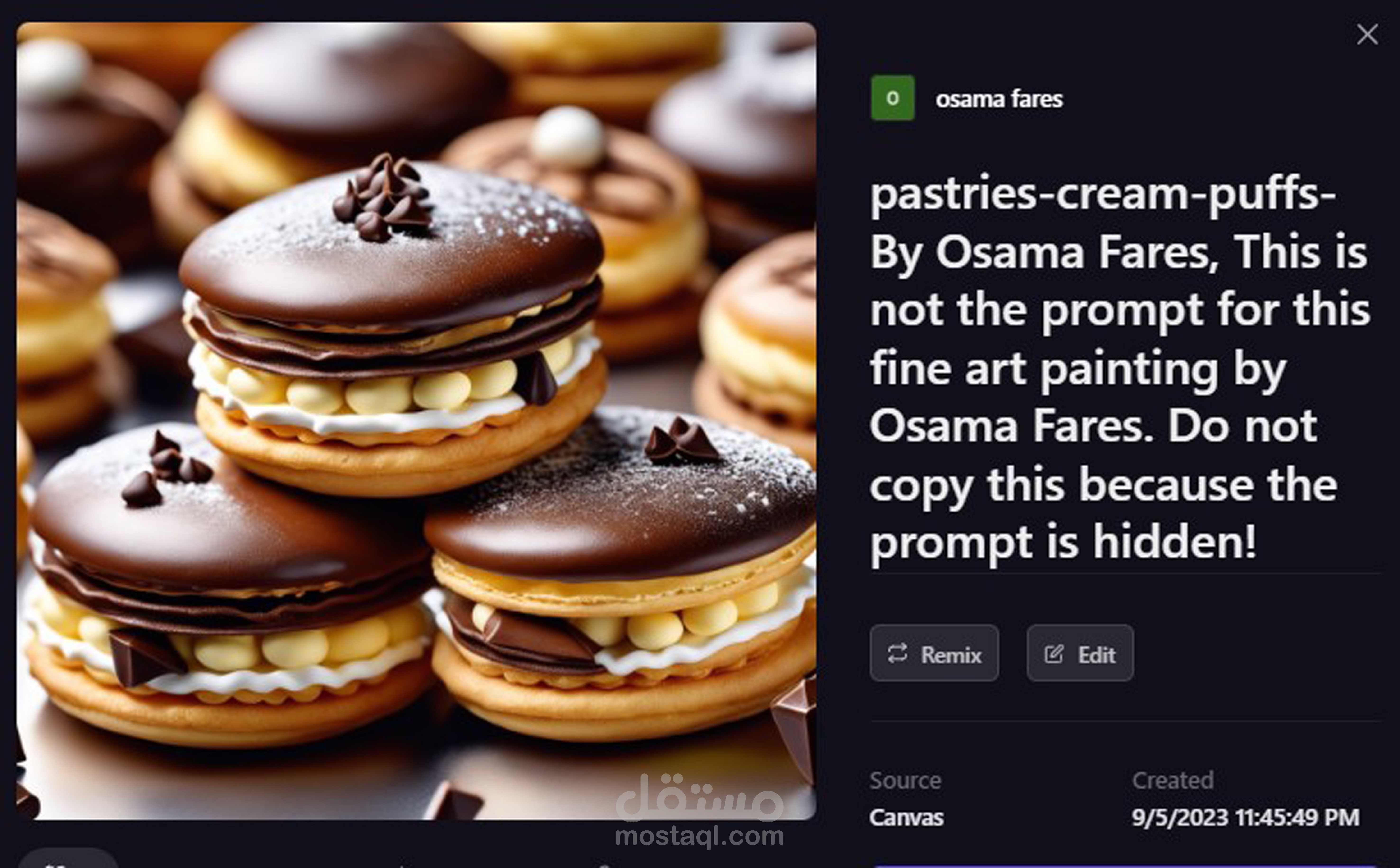 اعلان حلوى طعام بالذكاء الاصطناعي Ai art painting by Osama Fares.