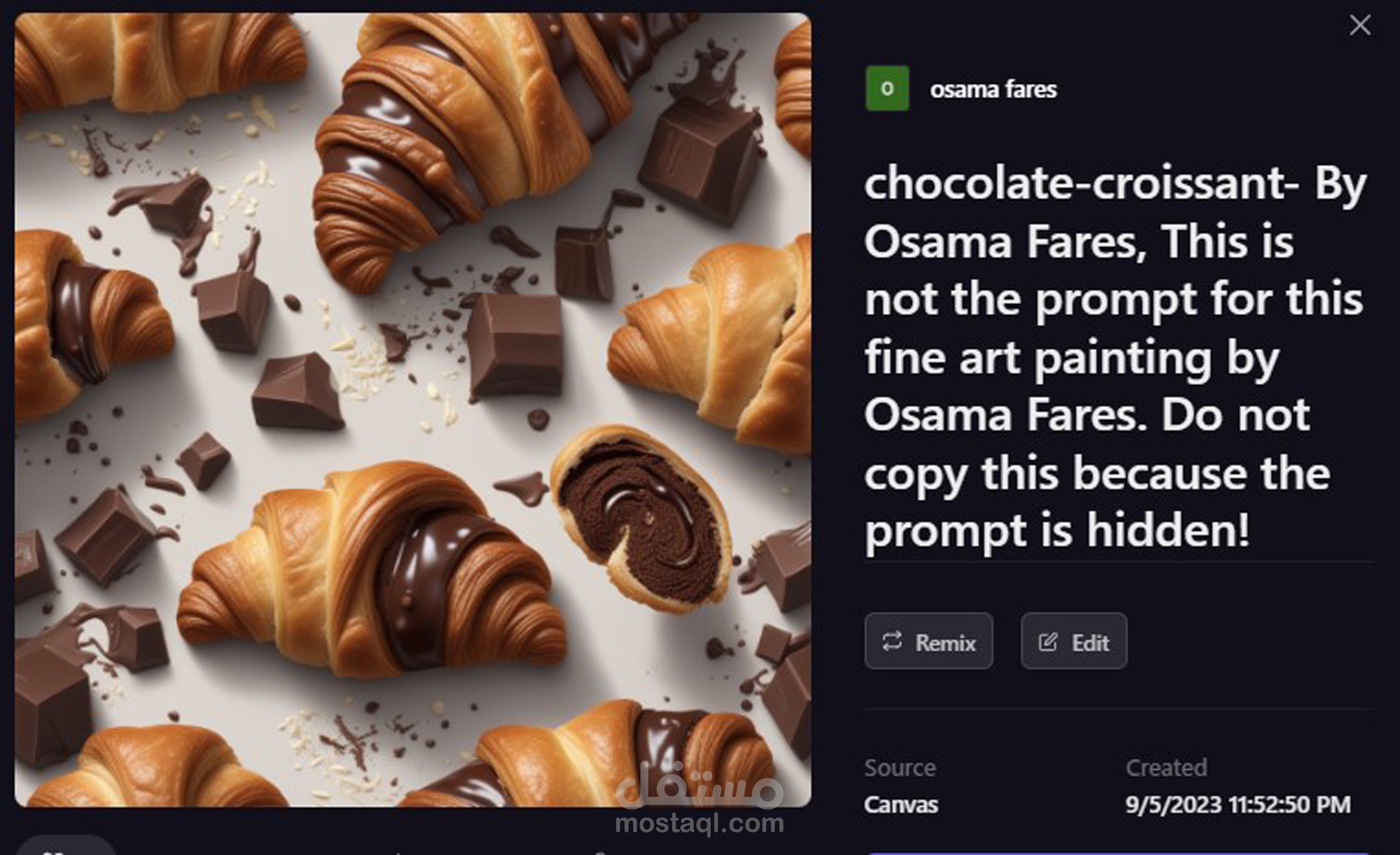 اعلان حلوى شيكولاته طعام بالذكاء الاصطناعي  تصميم بواسطة Ai art painting by Osama Fares.