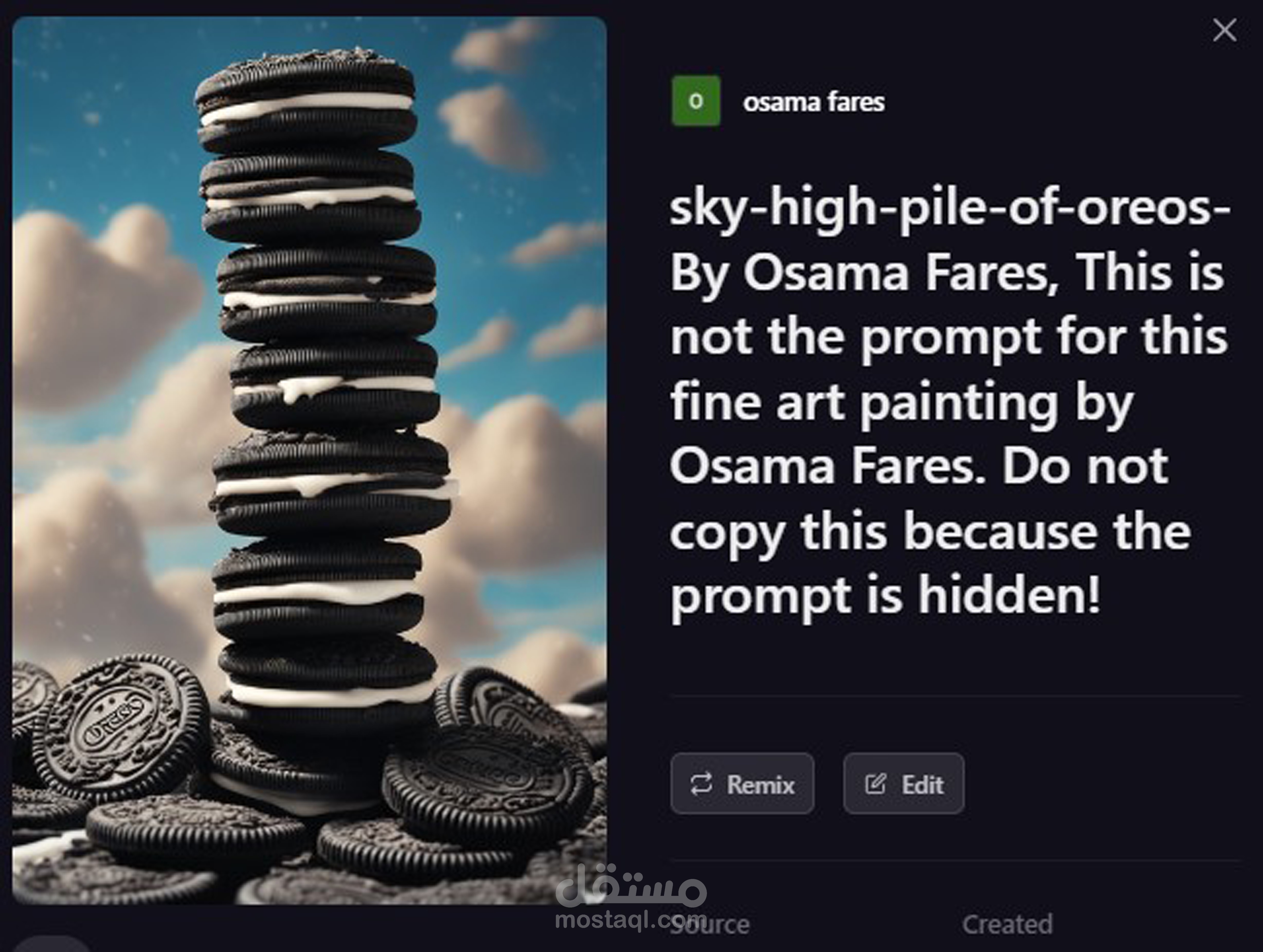 اعلان حلوى شيكولاته طعام بالذكاء الاصطناعي  تصميم بواسطة Ai art painting by Osama Fares.