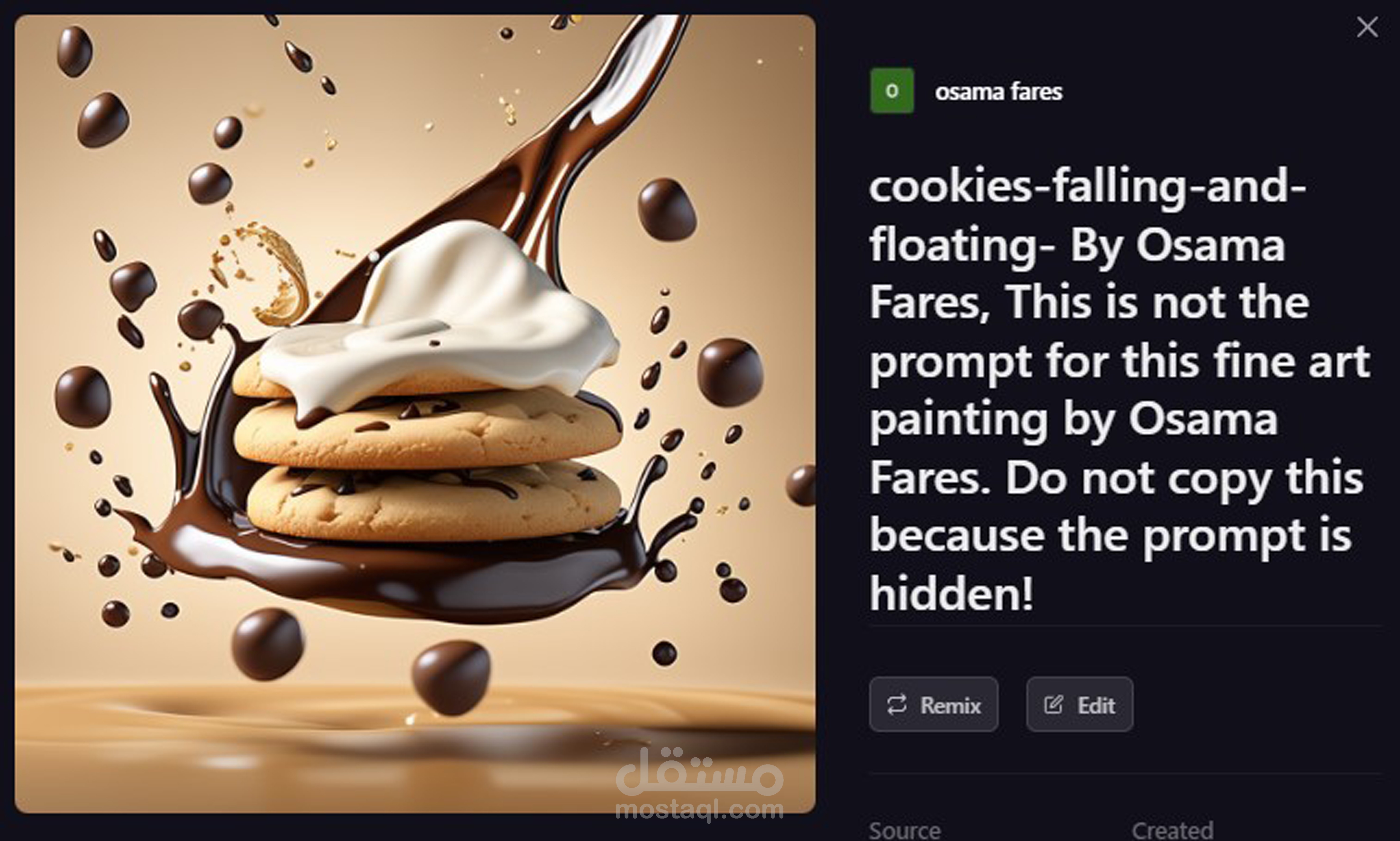 اعلان حلوى شيكولاته طعام بالذكاء الاصطناعي  تصميم بواسطة Ai art painting by Osama Fares.