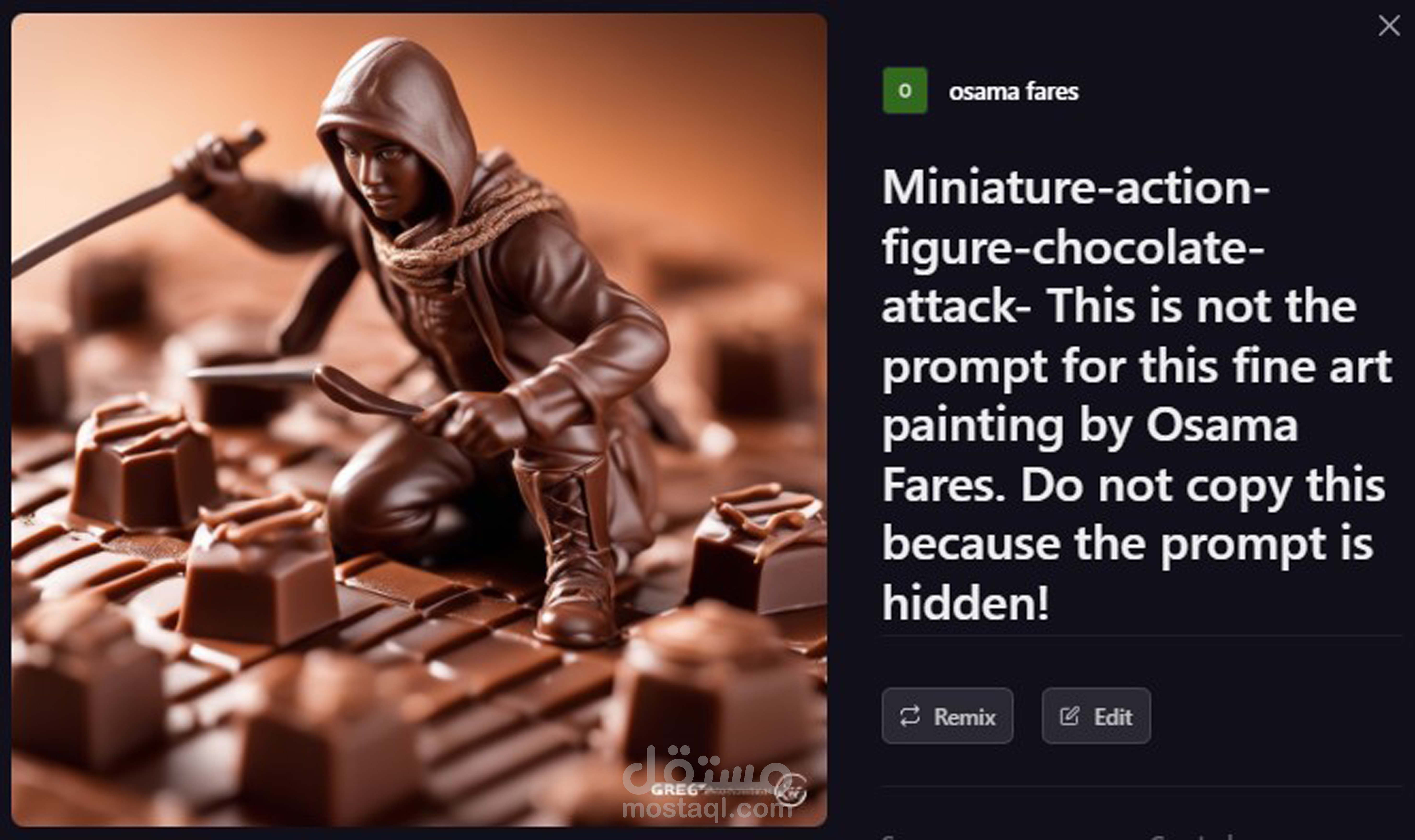 اعلان حلوى شيكولاته طعام بالذكاء الاصطناعي  تصميم بواسطة Ai art painting by Osama Fares.