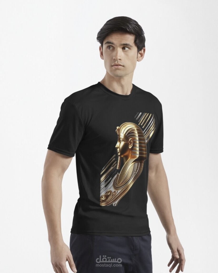 تصميم تيشرت تصميم فرعوني ذهبي مميز