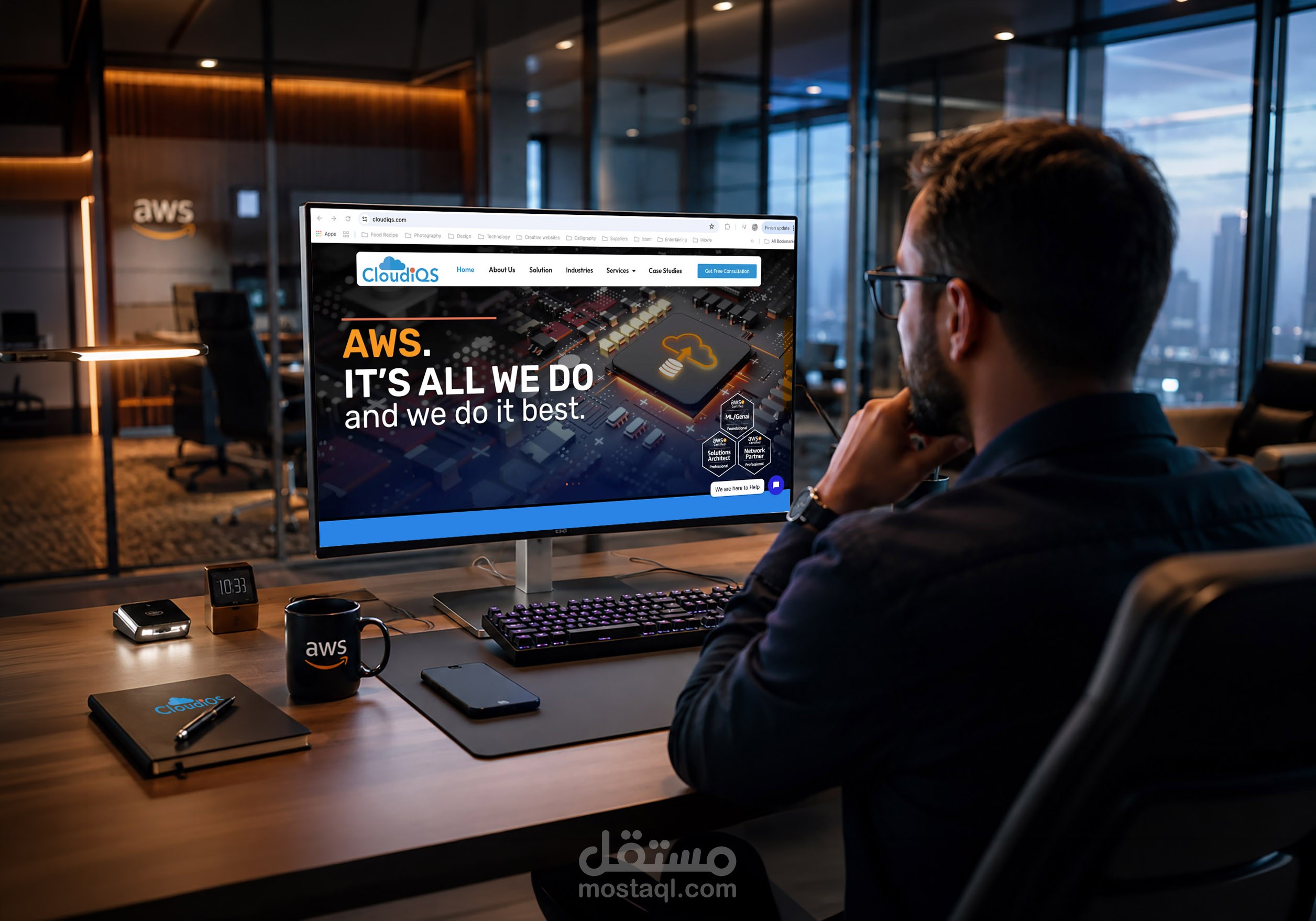 تصميم شعار CloudIQS مع دليل المستخدم والهوية البصرية وتصميم جميع المواد التسويقية والعروض التقديمية