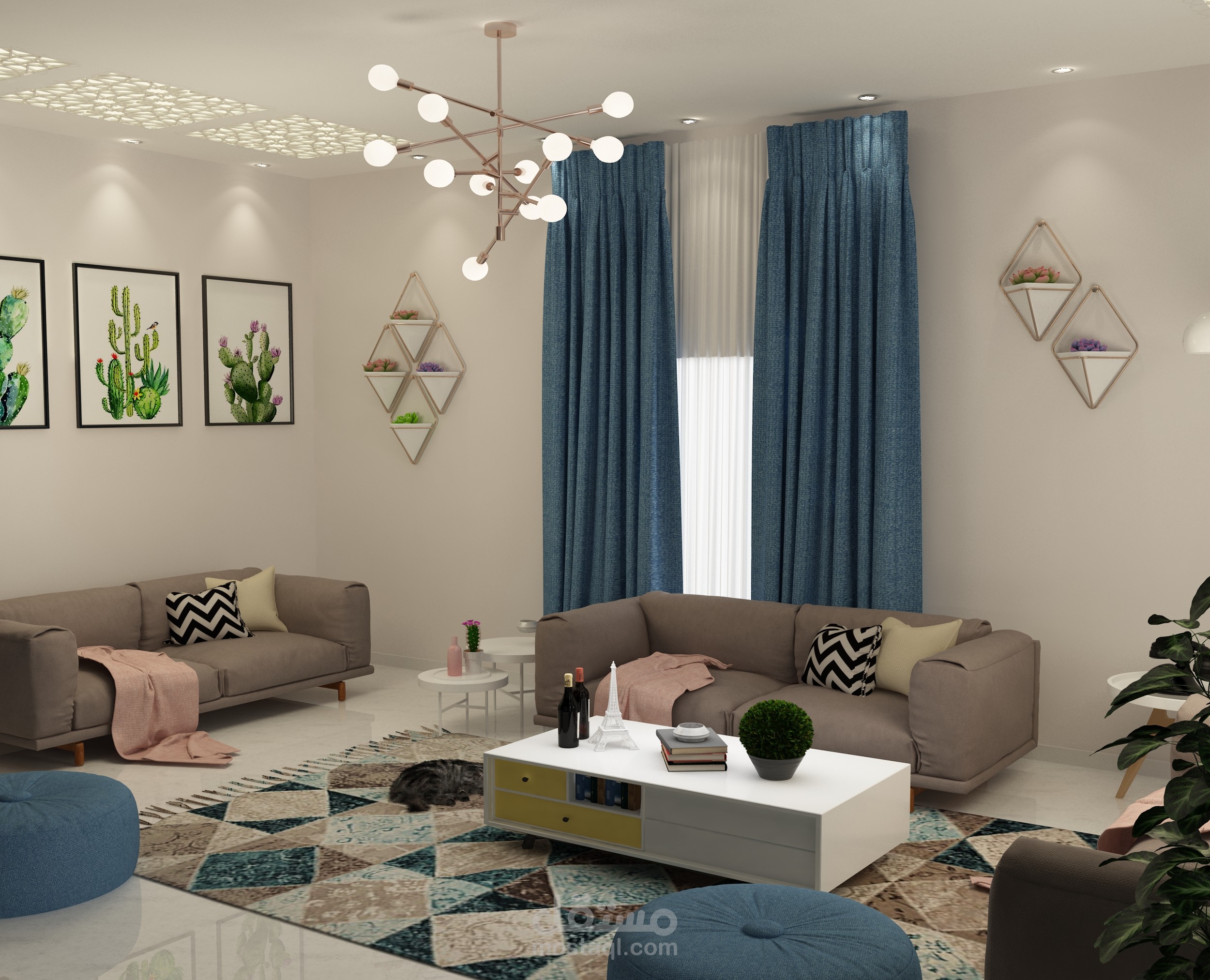 تصميم داخلي لمجلس حريمي بالسعوديه