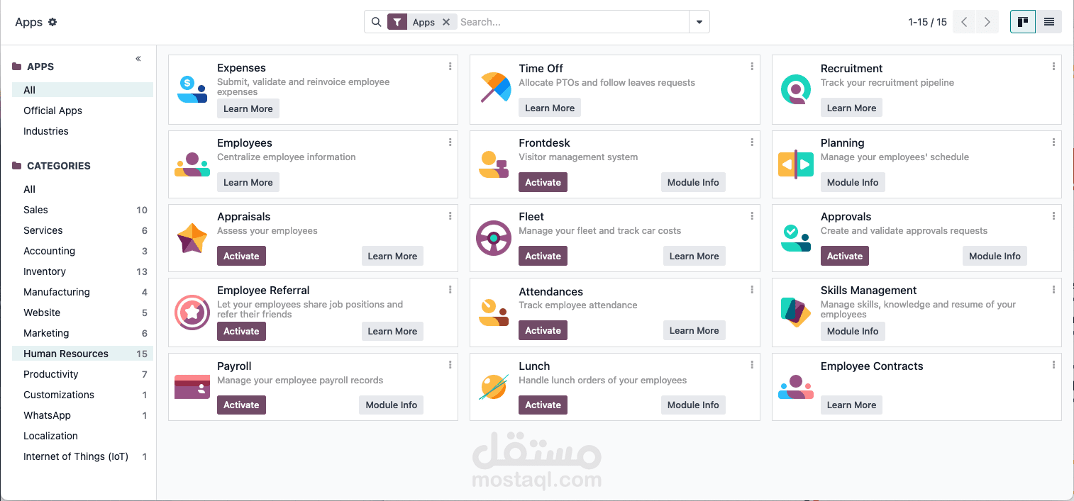 تنفيذ شامل لنظام Odoo لل الموارد البشرية الخاصة بالقانون السعودي