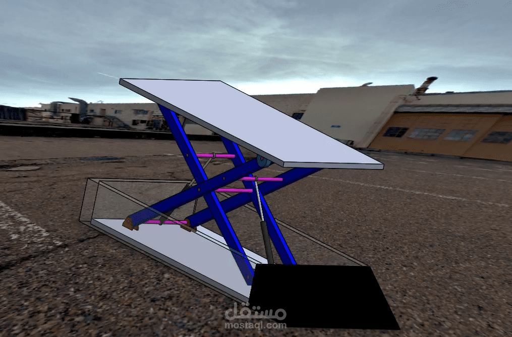 تصميم رافعة عربيات بمحاكاة حركة ميكانيكية واقعية – باستخدام SolidWorks