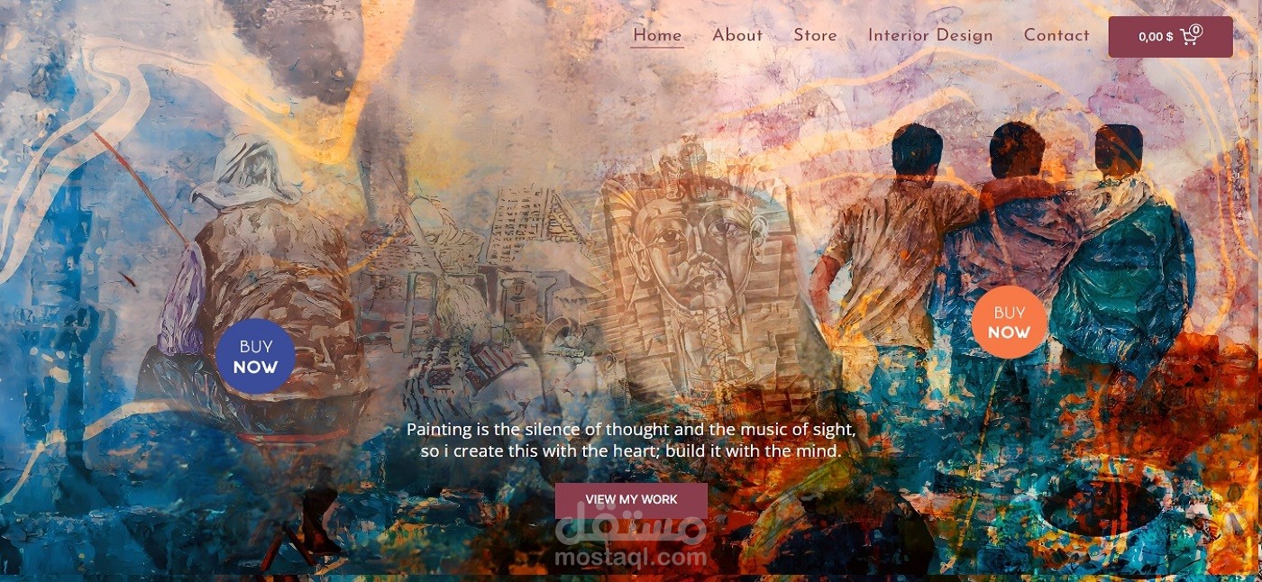 تصميم وبرمجة ويبسايت E-store لعرض لوح وأعمال فنية