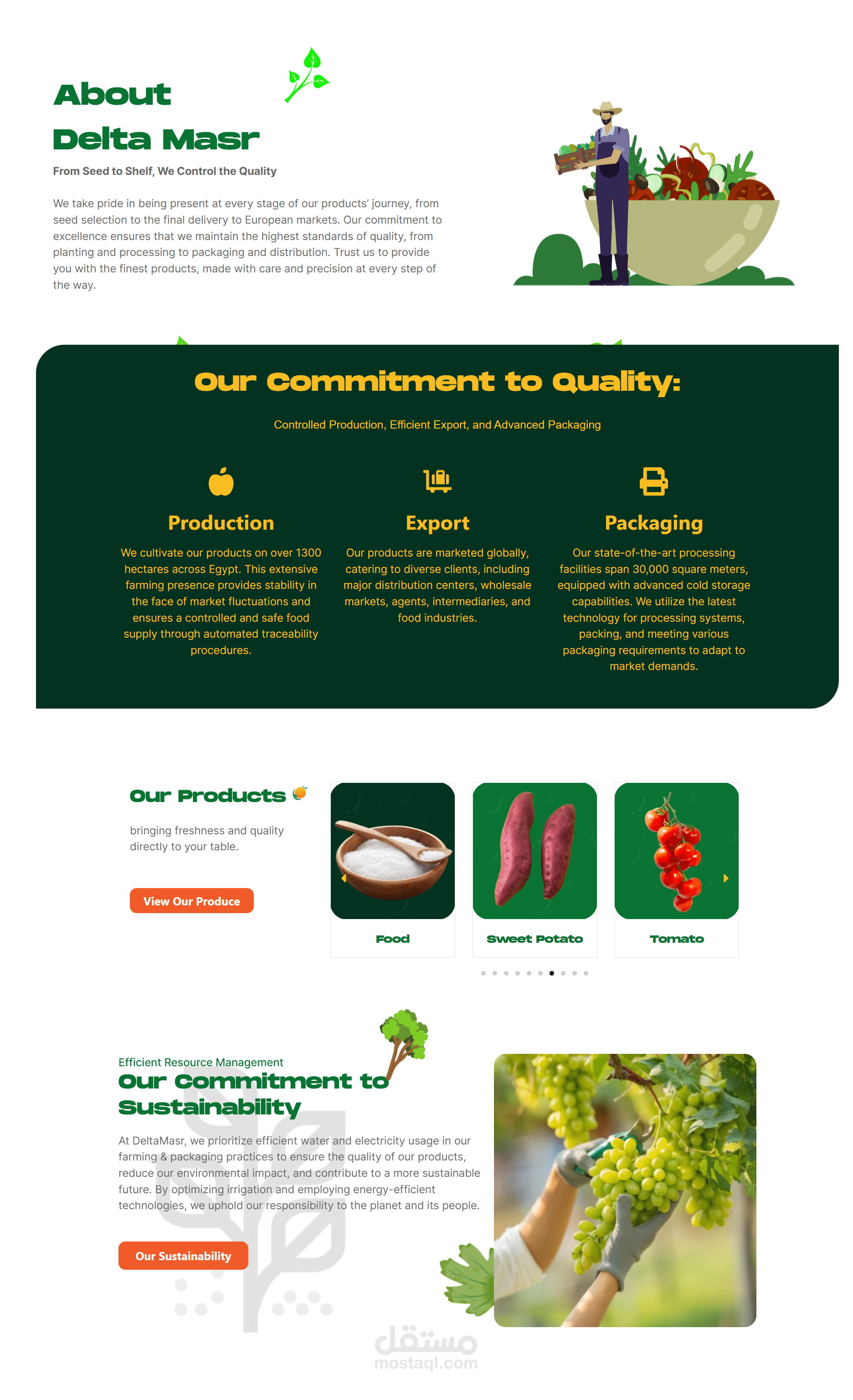 تصميم وانشاء موقع للزراعة والمنتجات الزراعية