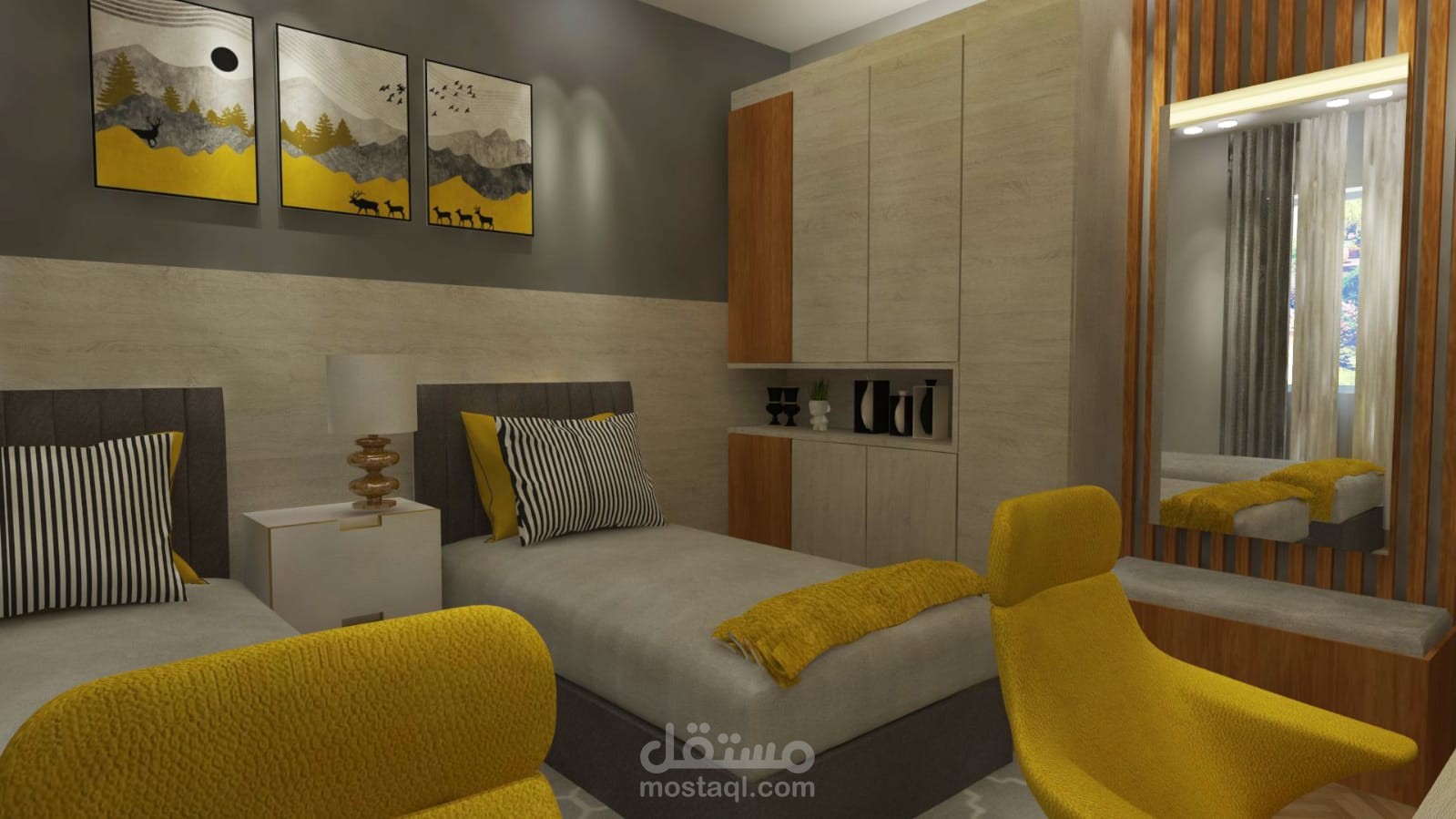 تصميم غرفة نوم شبابية