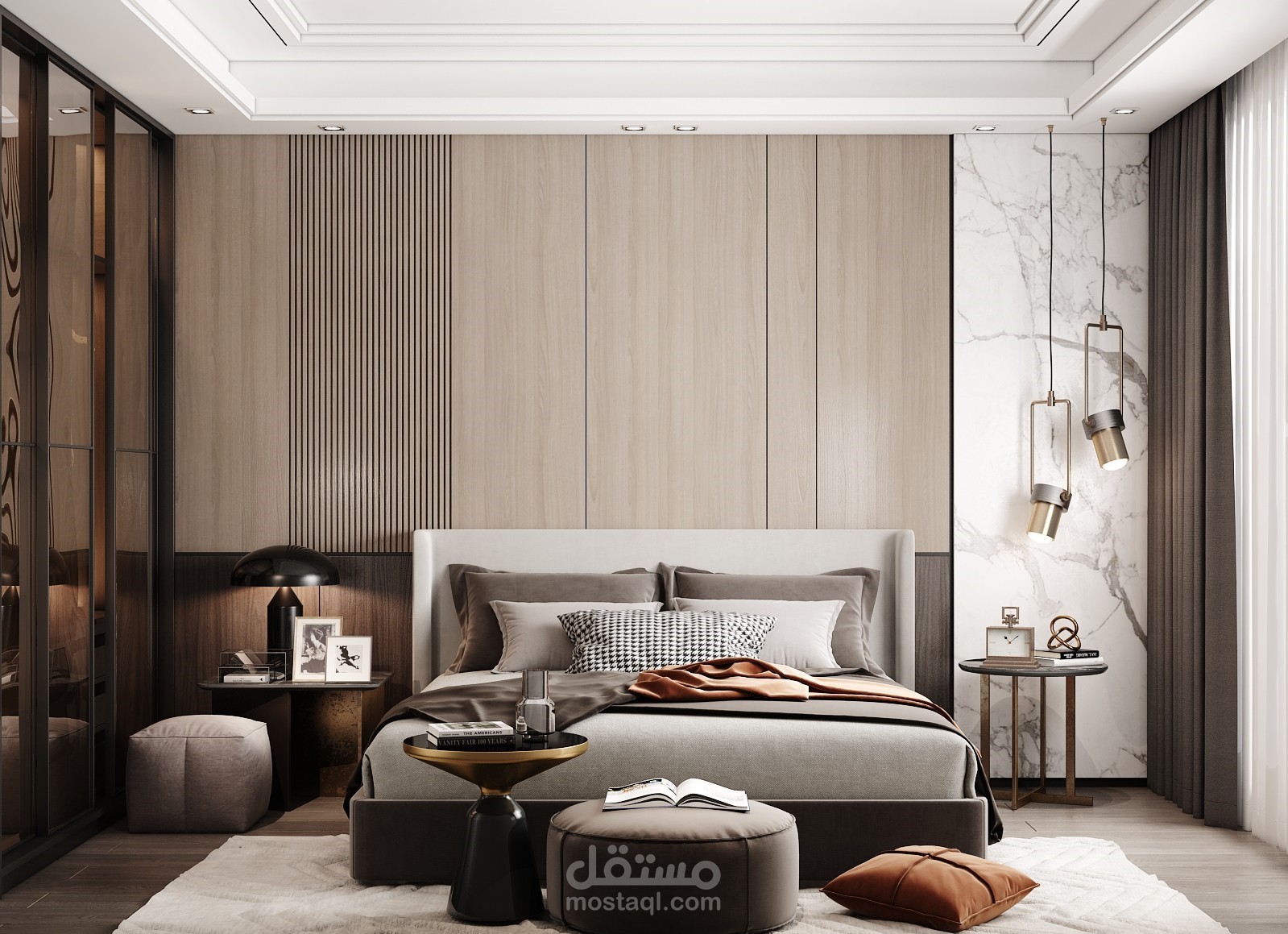 تصميم داخلي  لغرفة نوم رئيسية