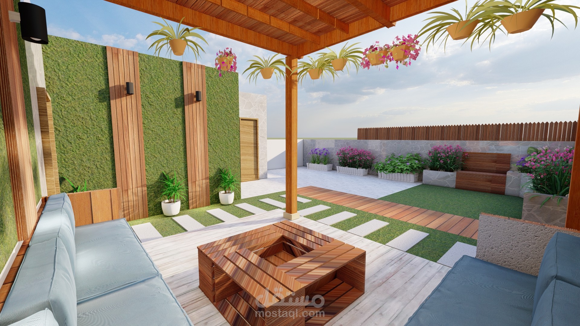 تصميم حديقة سطح