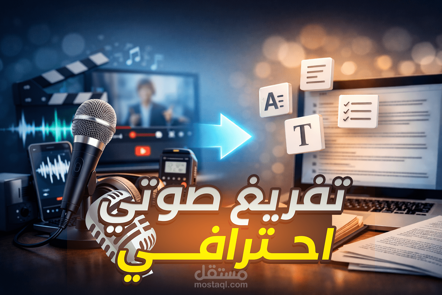 تفريغ المقاطع الصوتية والفيديوهات إلى نص مكتوب
