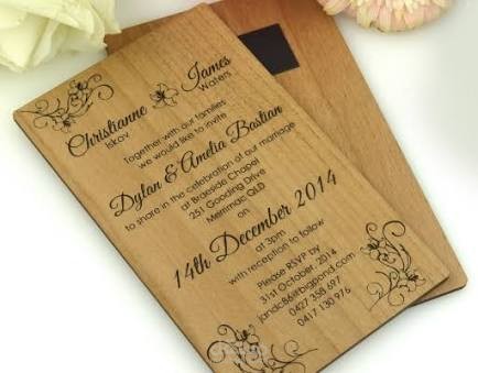 كارت فرح خشب ليزر