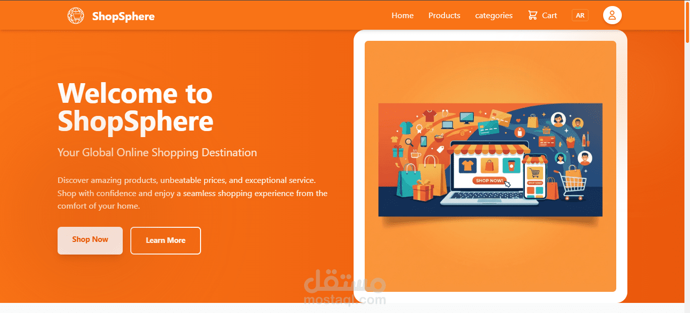 shopSphere store building with react.js