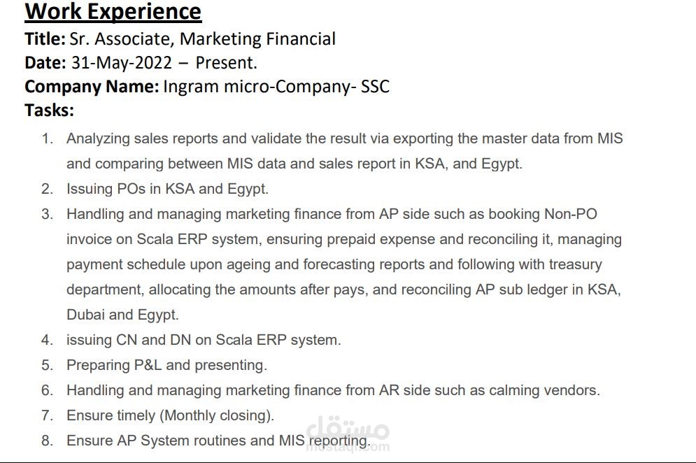Sr. Associate, Marketing Financial