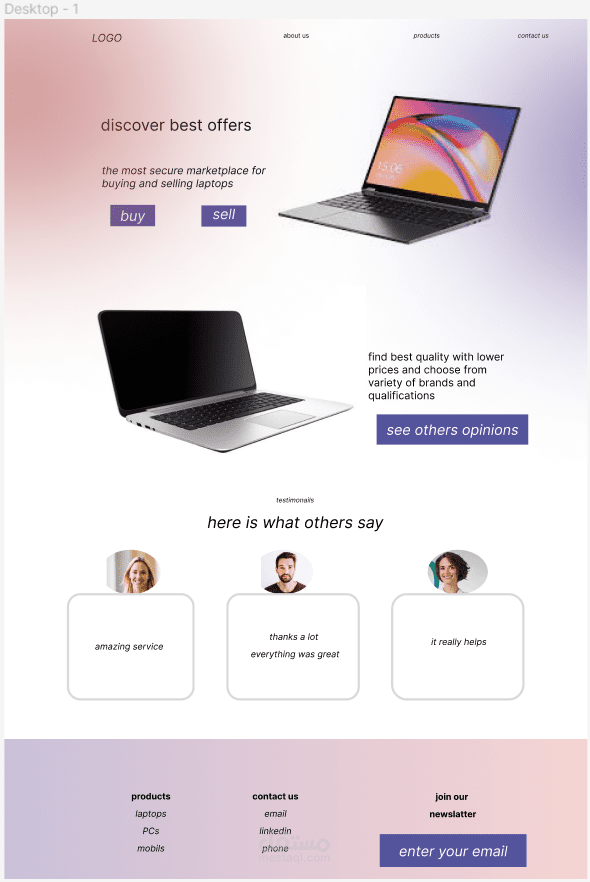 تصميم موقع بيع و شراء laptops