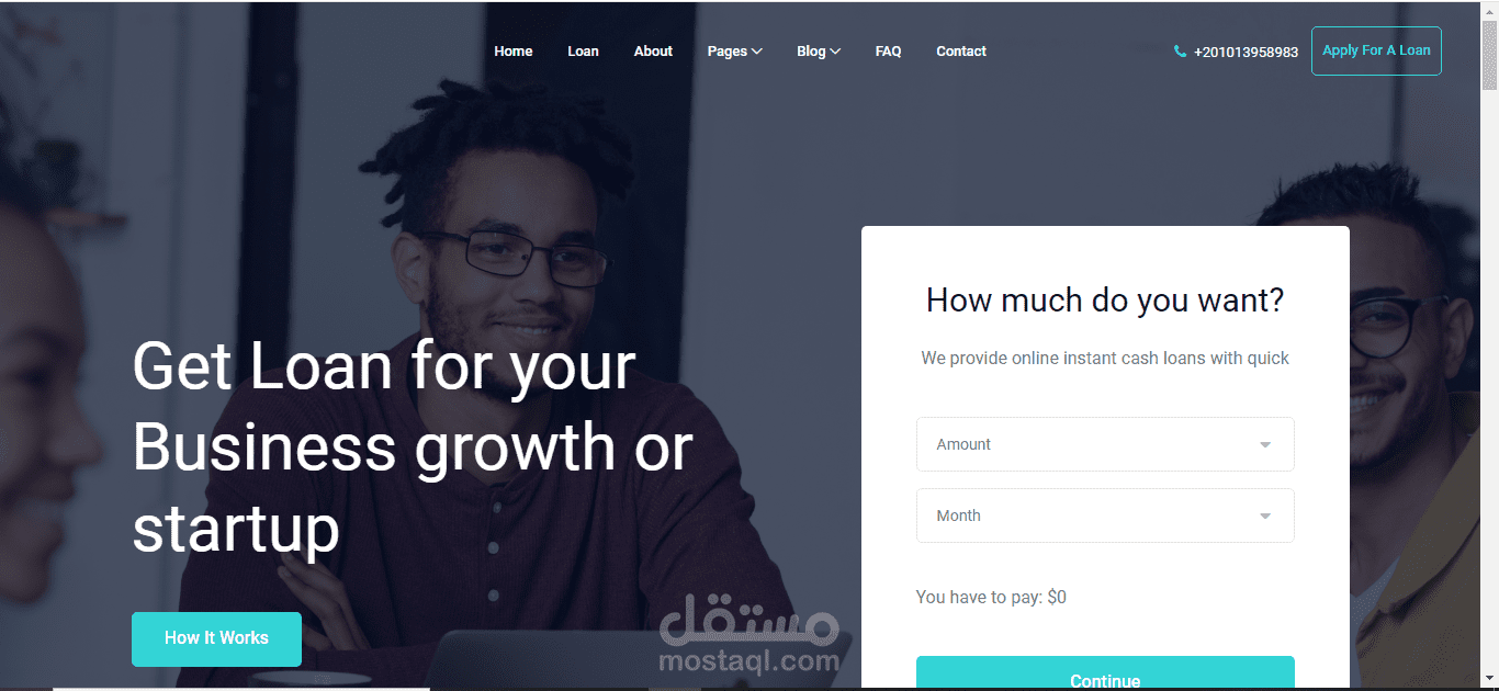 تصميم لموقع قروض