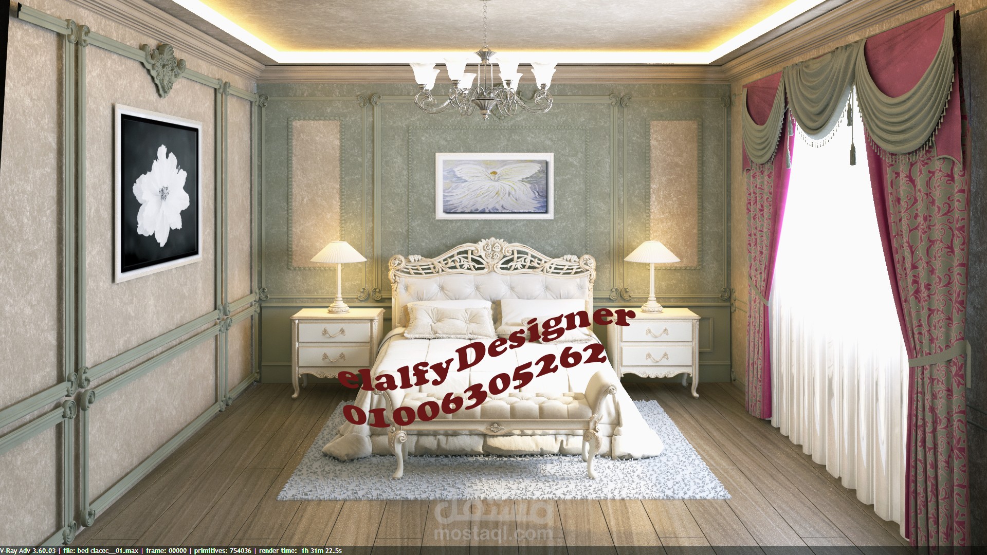 غرفة نوم كلاسيكيه