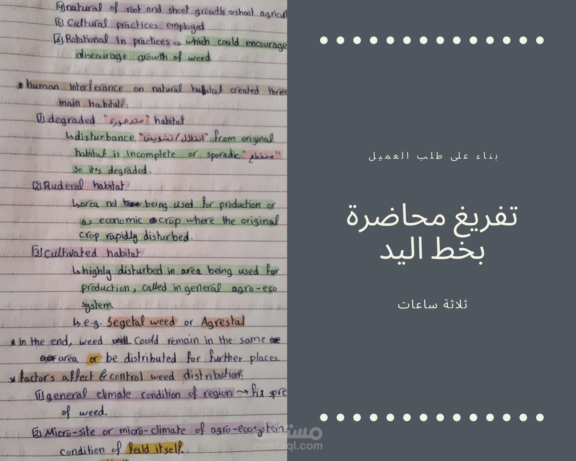 تفريغ محاضرة صوتية إلى ملف مكتوب بخط اليد