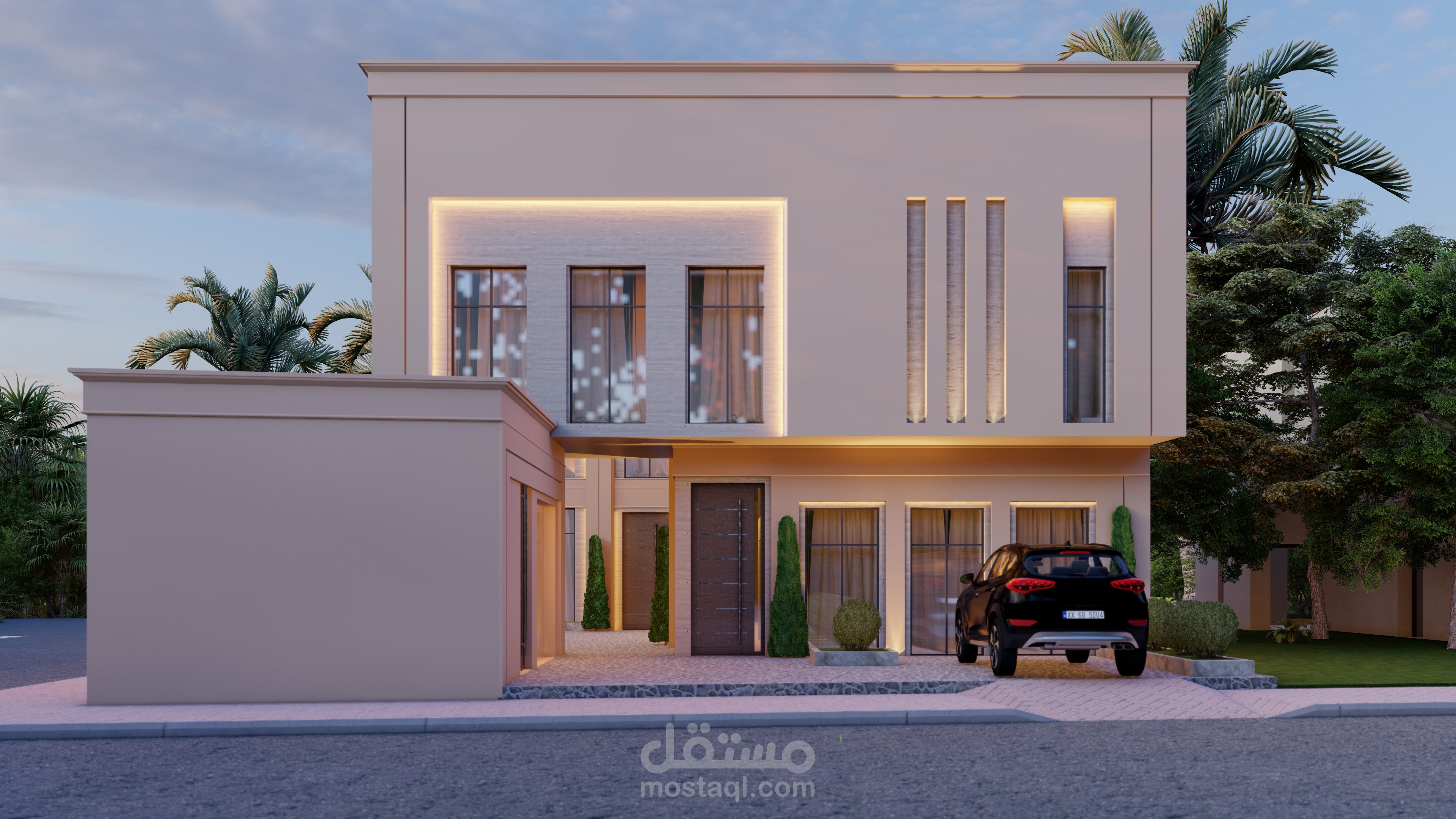 تصميم فيلا علي طراز نيو كلاسيك في السعودية
