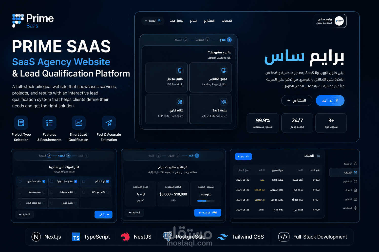 تطوير موقع شركة برمجيات ونظام ذكي لتأهيل العملاء