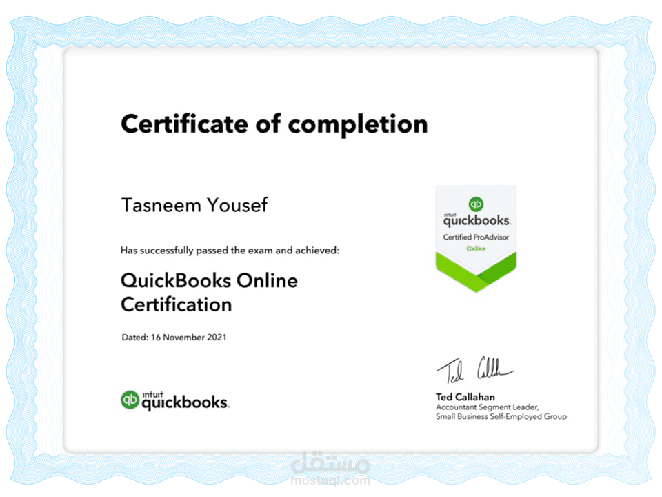 شهادة مستشار كويك بوكس معتمد (QuickBooks ProAdvisor)
