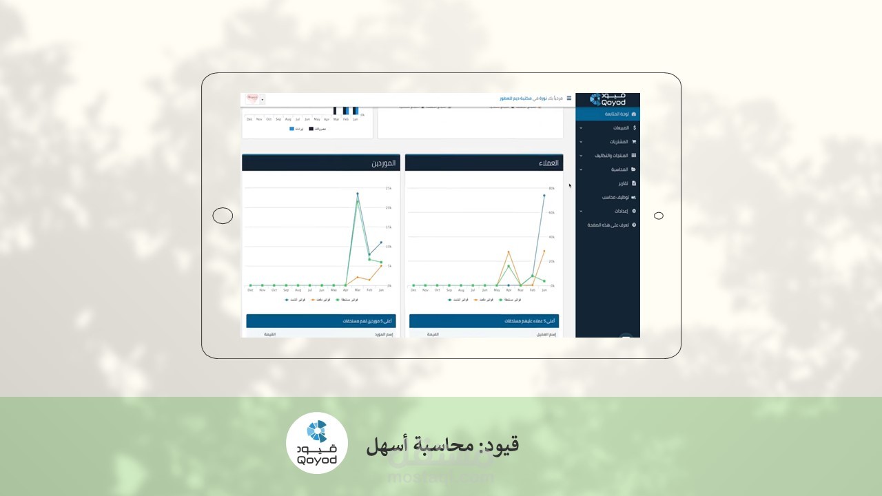 تنظيم الأعمال المالية على برنامج قيود