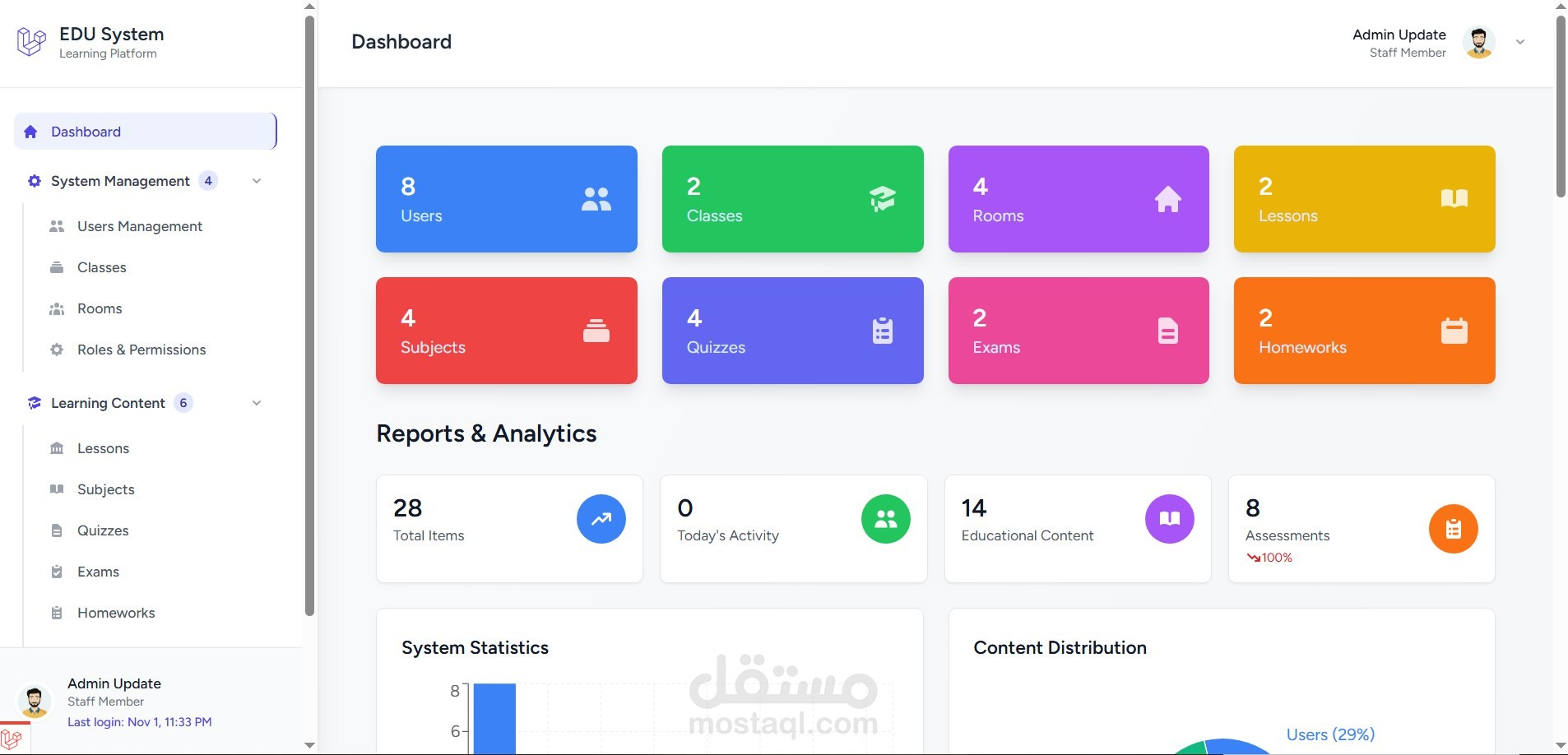 مشروع منصة تعليمية