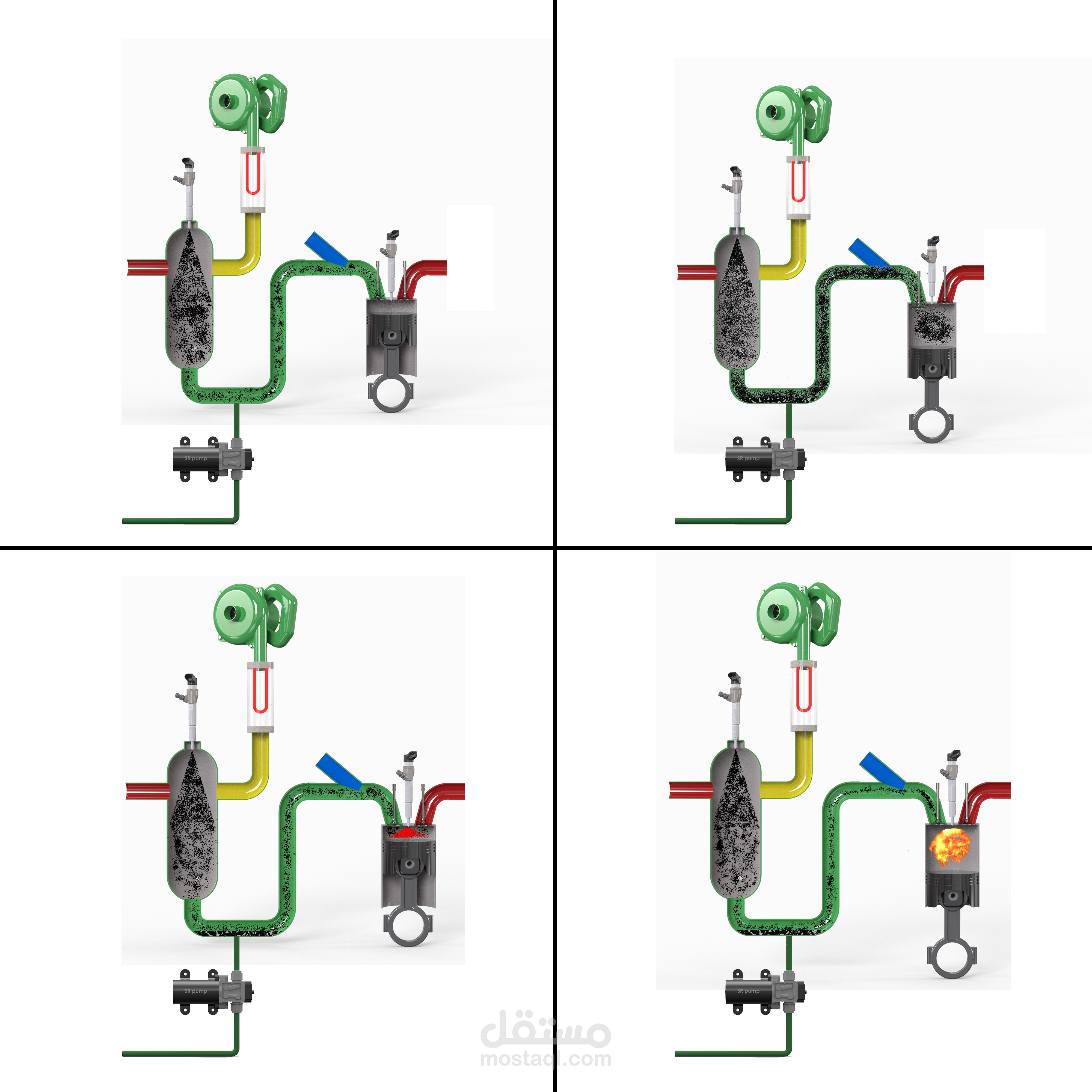 Section of an engine piston with mixing chamber