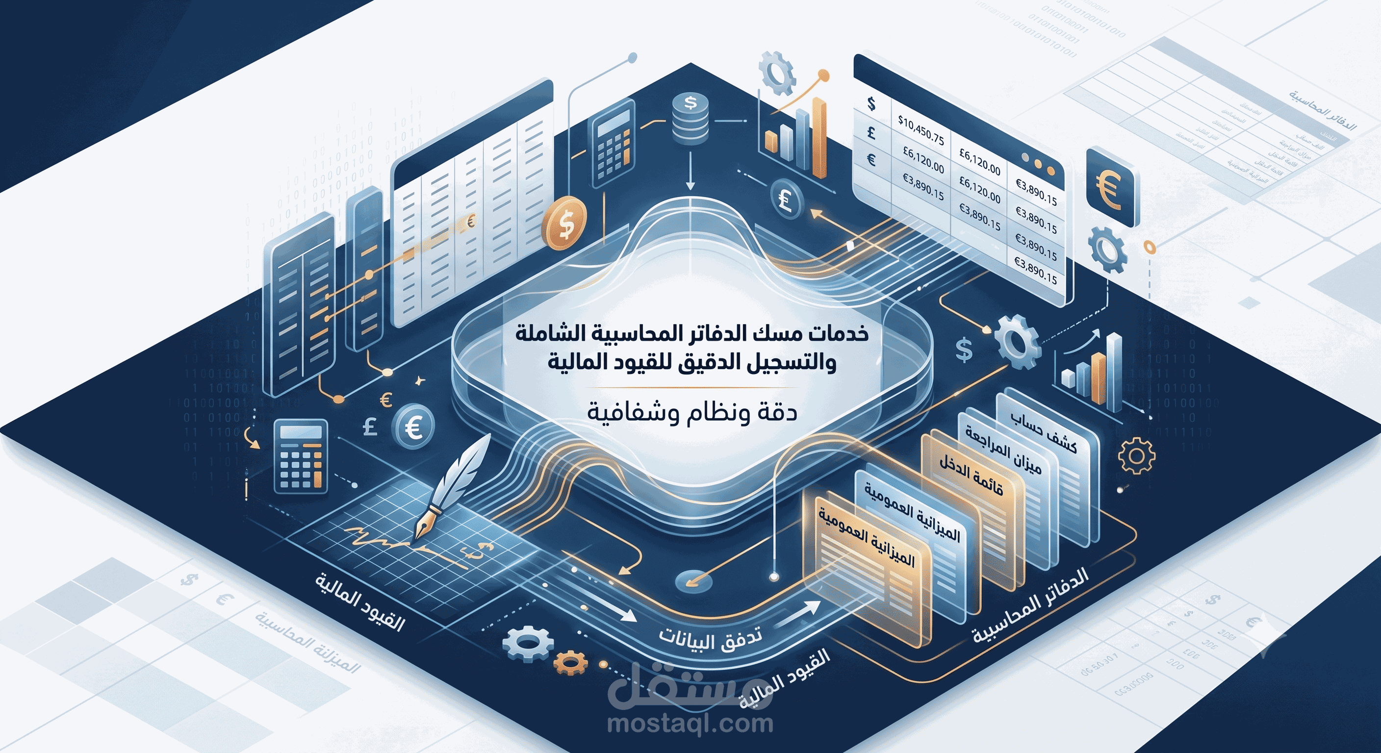 خدمات مسك الدفاتر المحاسبية الشاملة والتسجيل الدقيق للقيود المالية