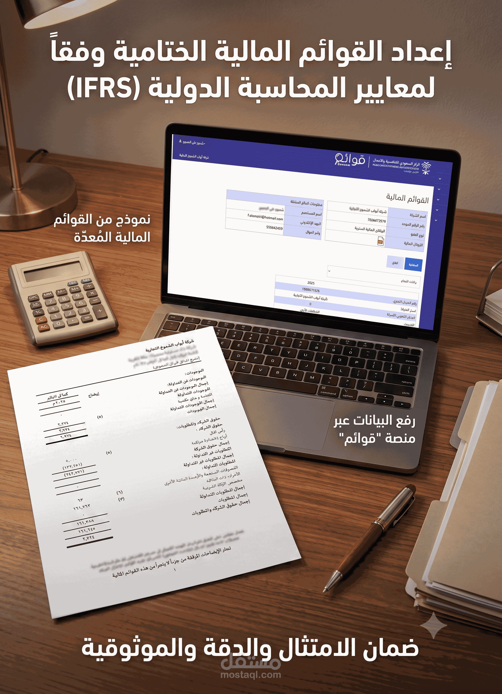 إعداد القوائم المالية الختامية وفقاً لمعايير المحاسبة الدولية (IFRS).