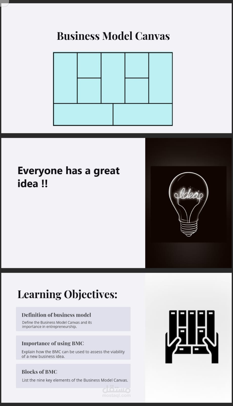 تدريب باللغة الإنجليزية عن اعداد مخطط نموذج العمل