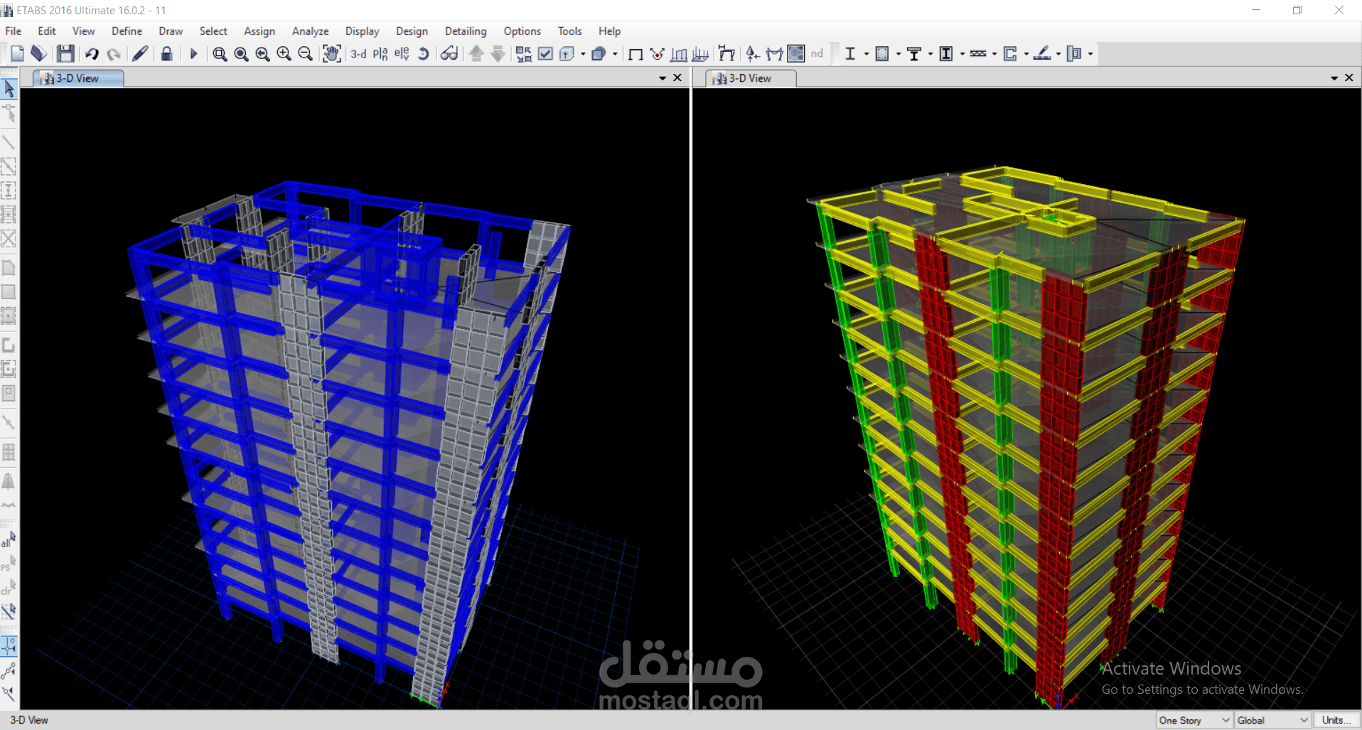 اللوحات الانشائيه لبرج سكنى مكون من بدروم +ارضى + 10 ادوار متكرره