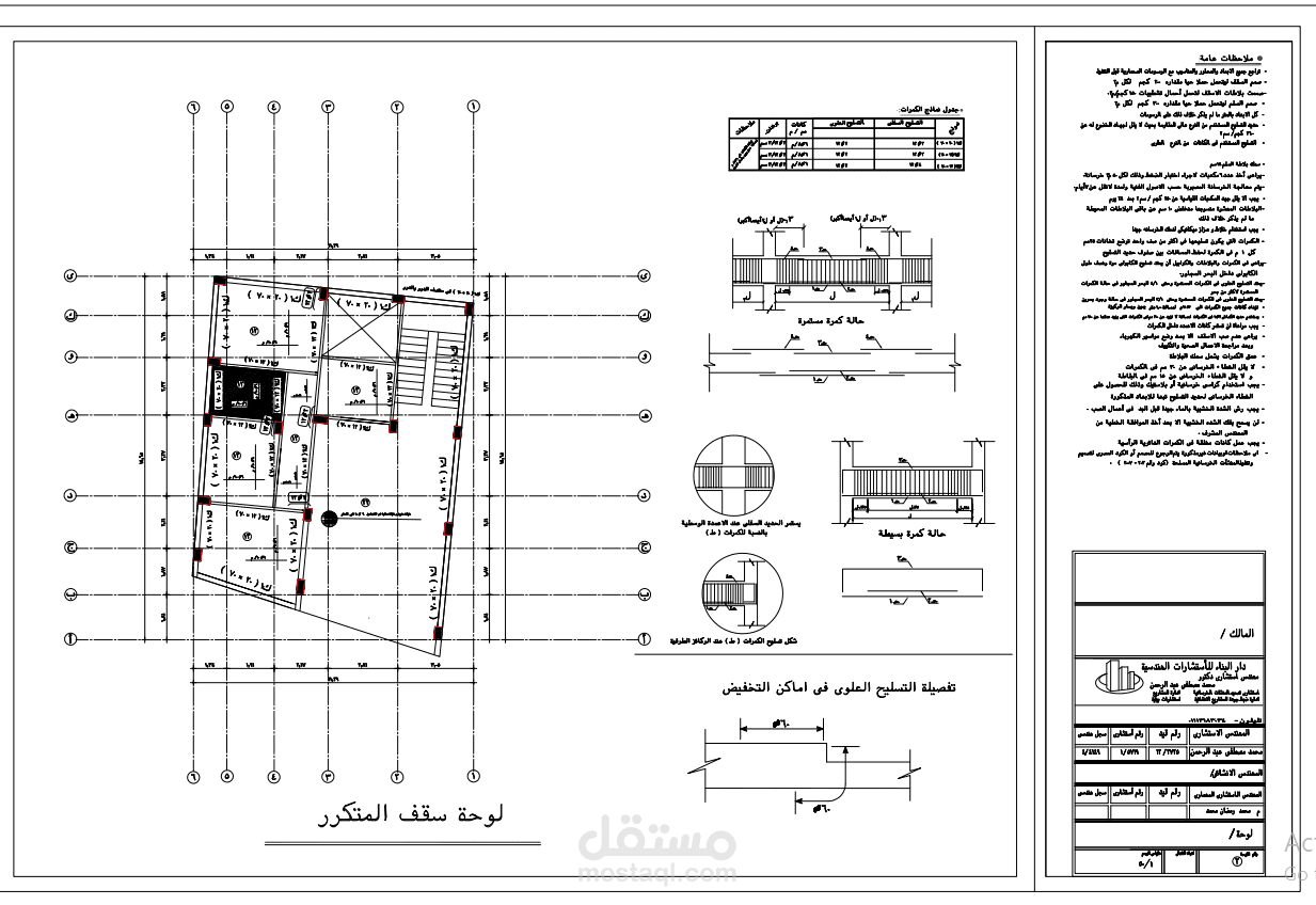 تصميم انشائى لفيلا سكنيه
