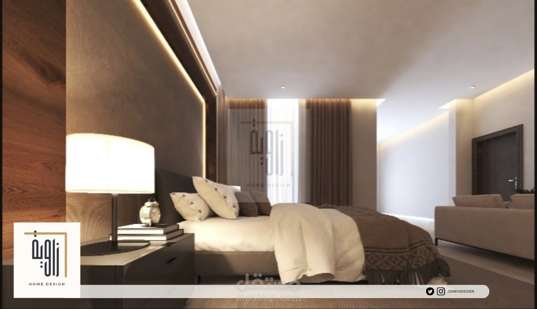 تصميم غرفة ماستر مع شرح الخامات