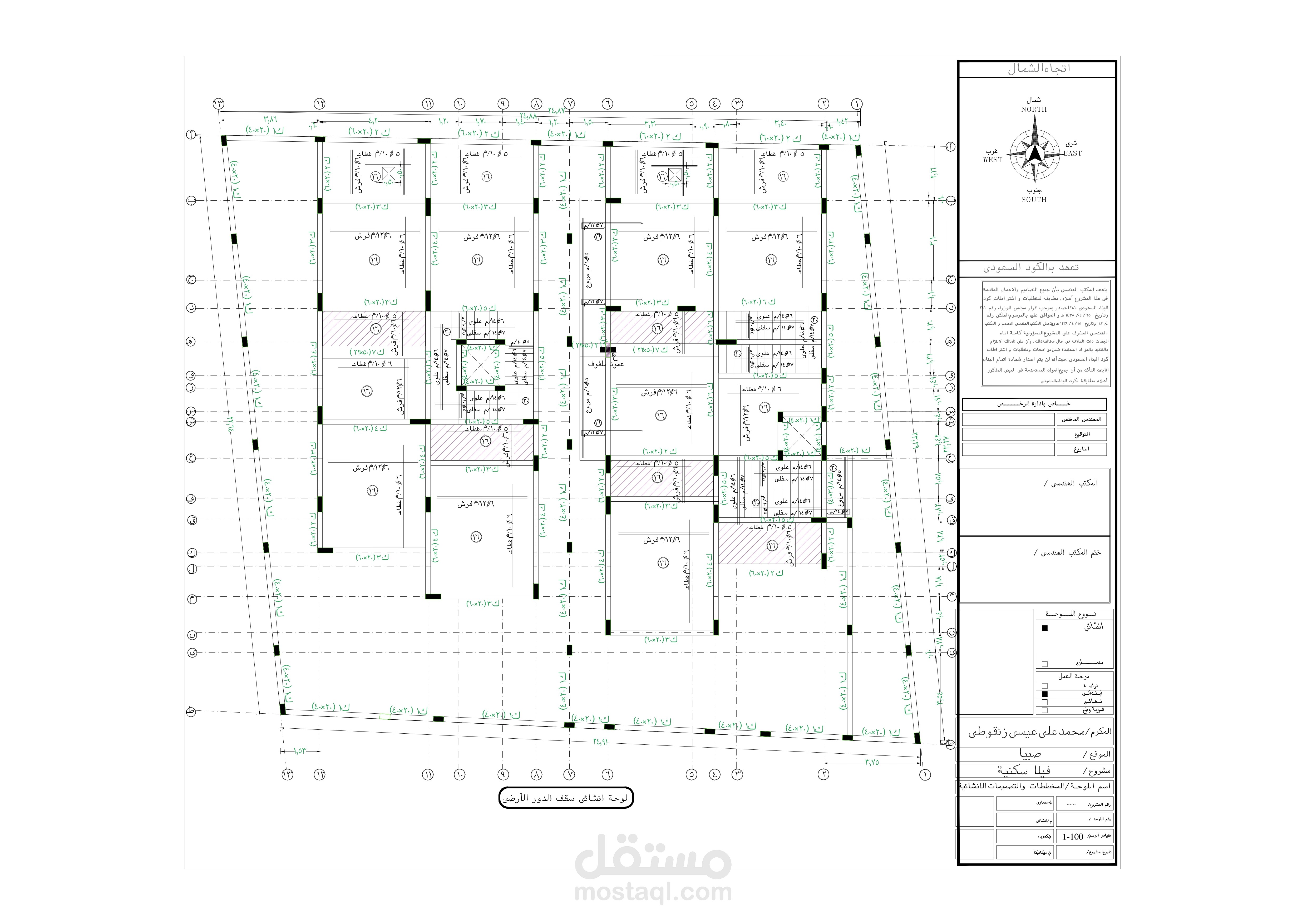 عمل مخططات التصميم الإنشائي على الكود السعودي