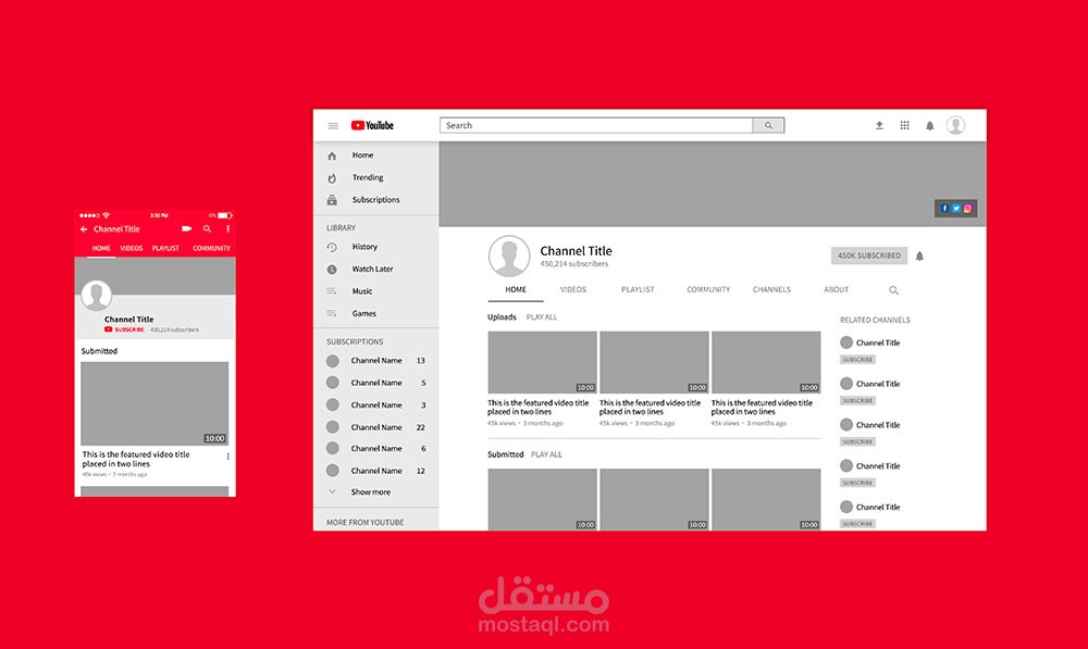 تصميم غلاف ولوجو إحترافي لقنوات اليوتيوب وبأعلي جودة لكل صناع المحتوي