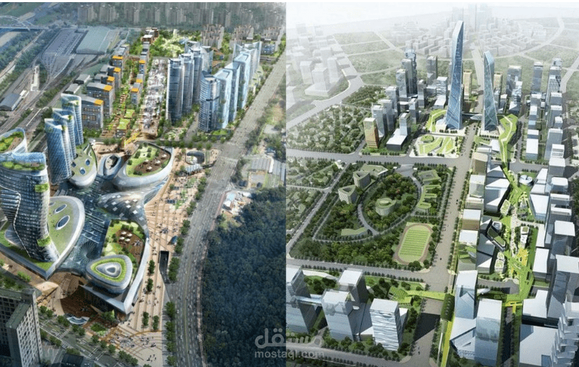 تخطيط وتنظيم عمراني وتصميم وتخطيط المشاريع والمدن الضخمة