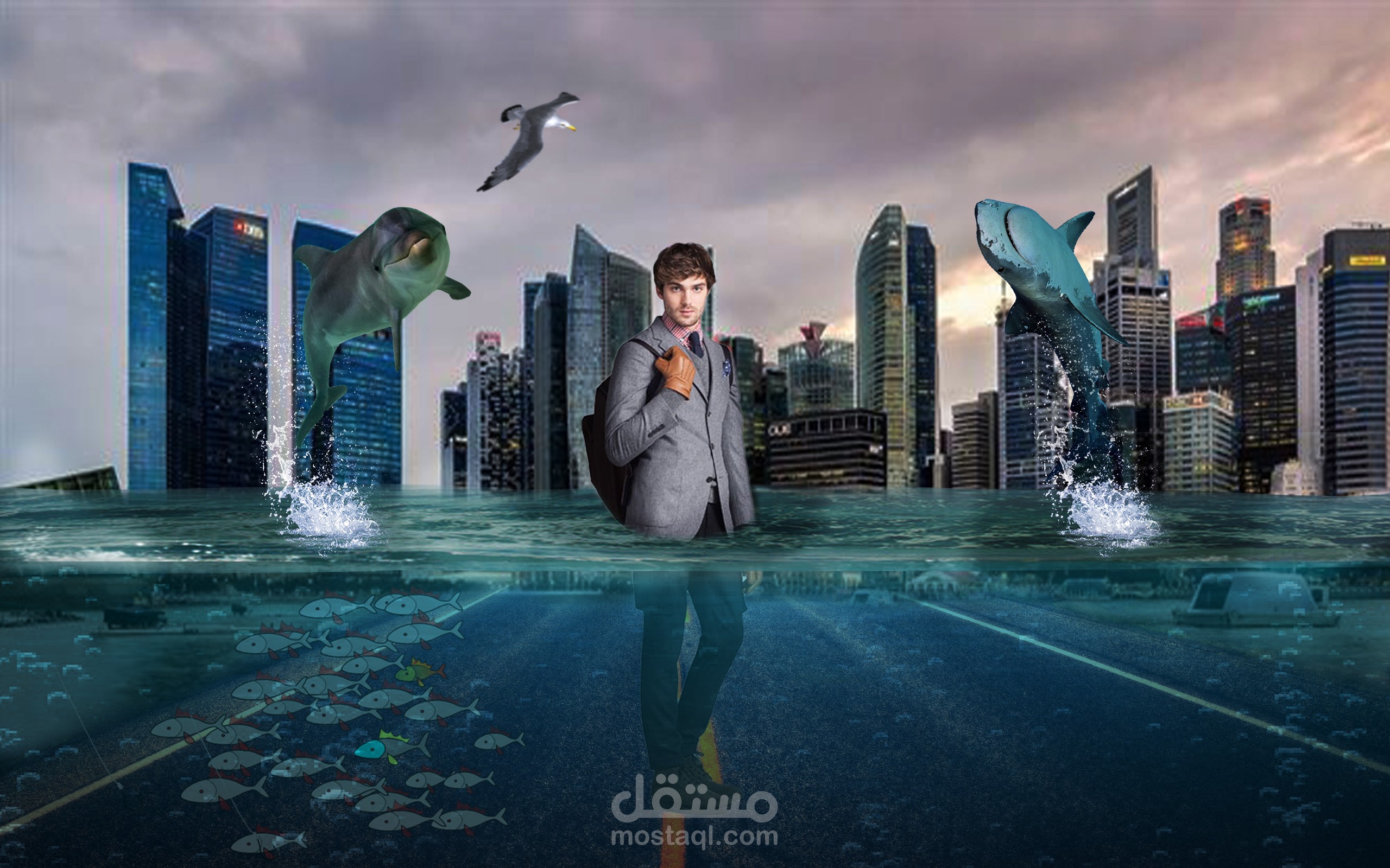 مدينة  تحت الماء خيالية