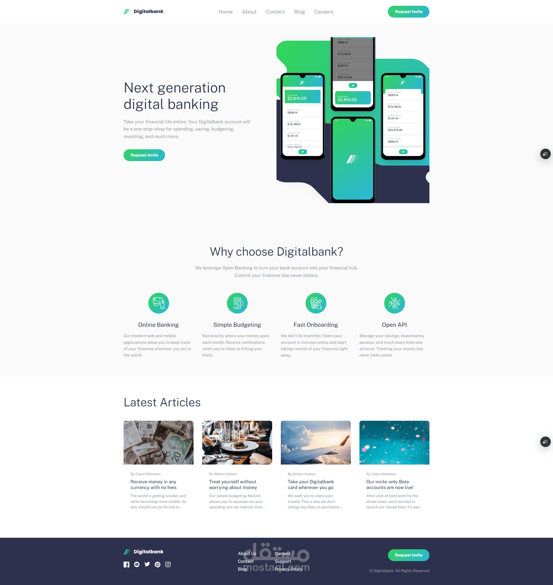 Digital Bank landing page