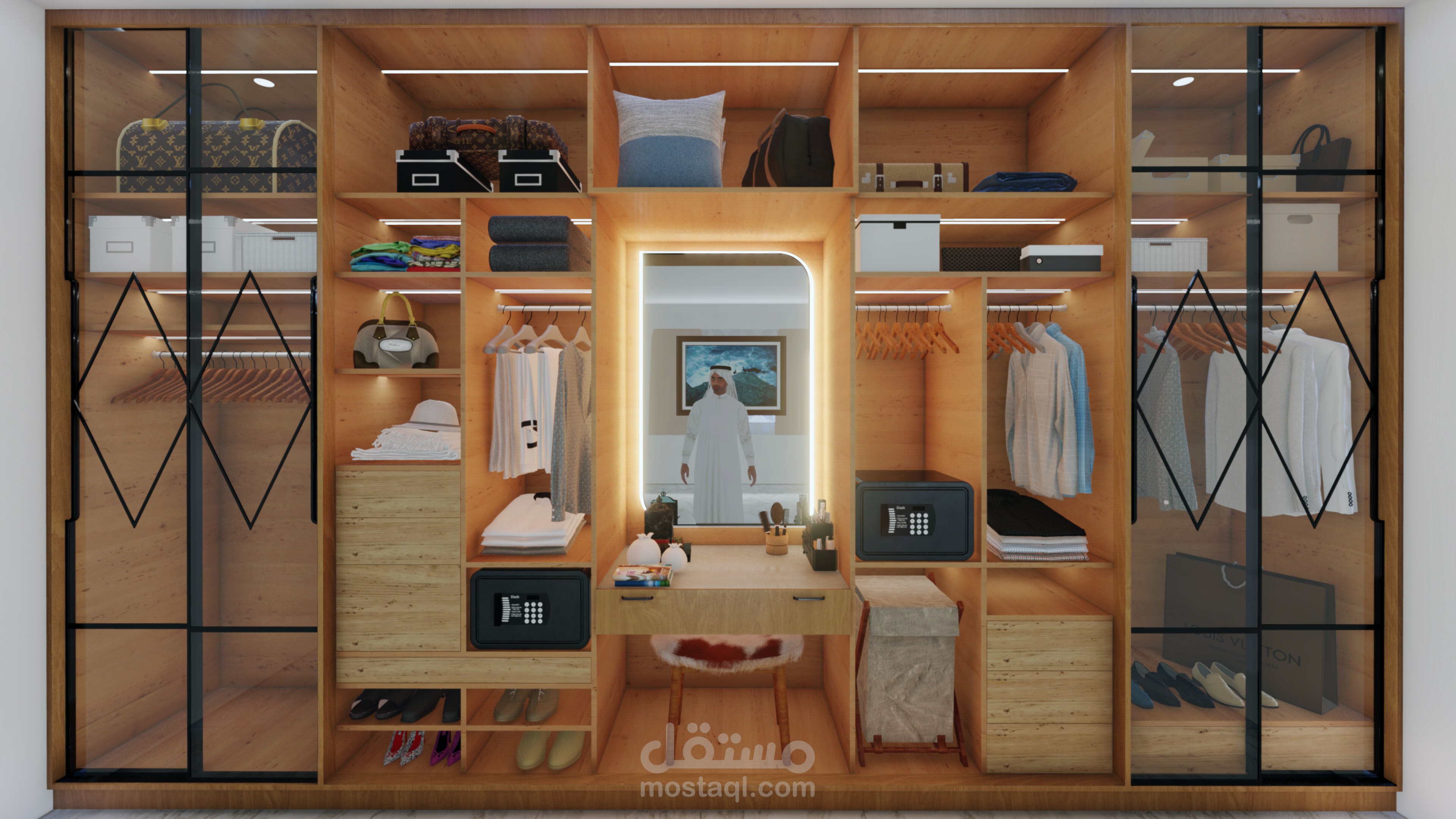 تصميم غرفة ملابس مجهزة / دولاب / خزانة