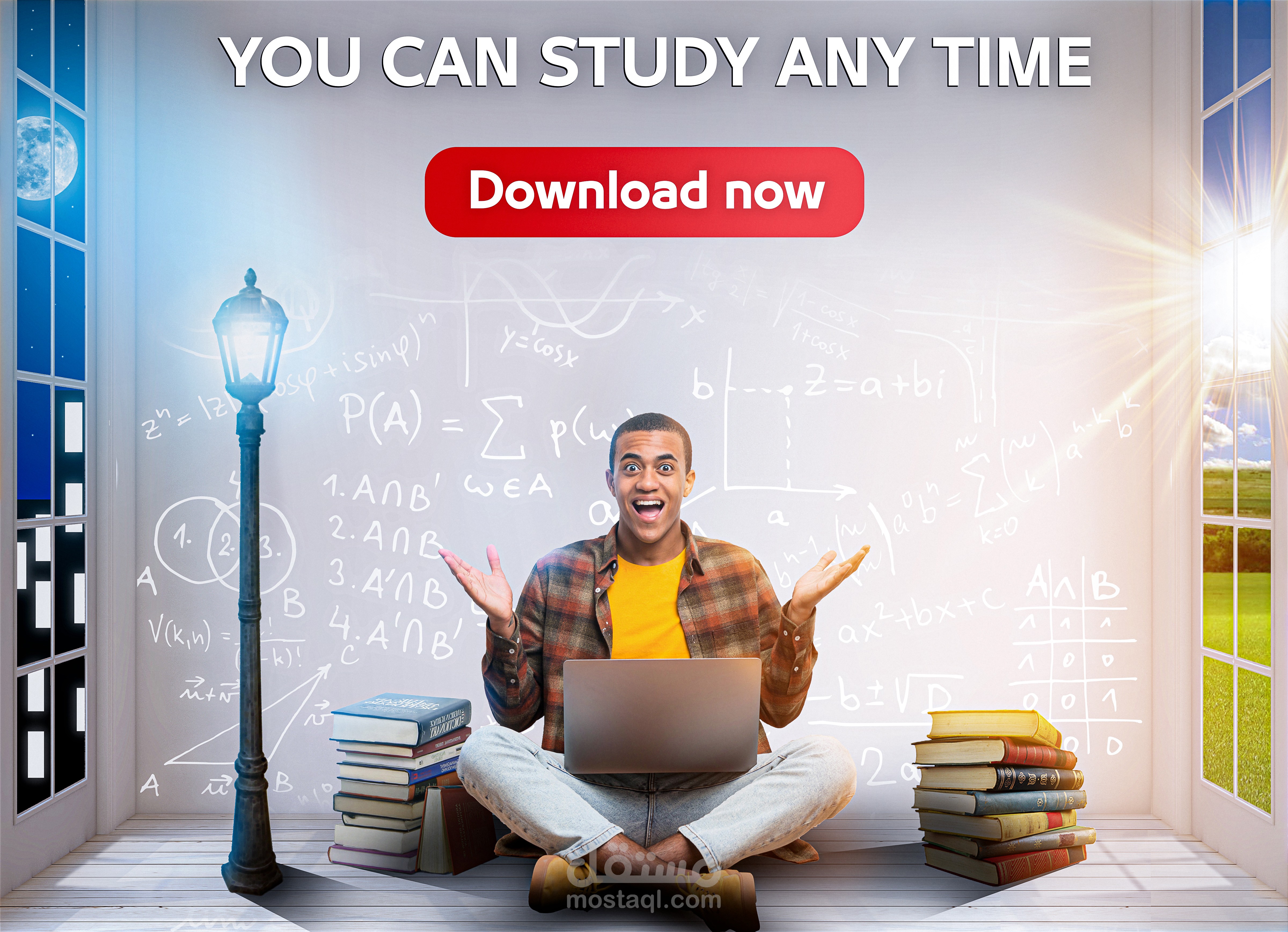 تصميم بوست سوشل ميديا لتطبيق دراسة اونلاين