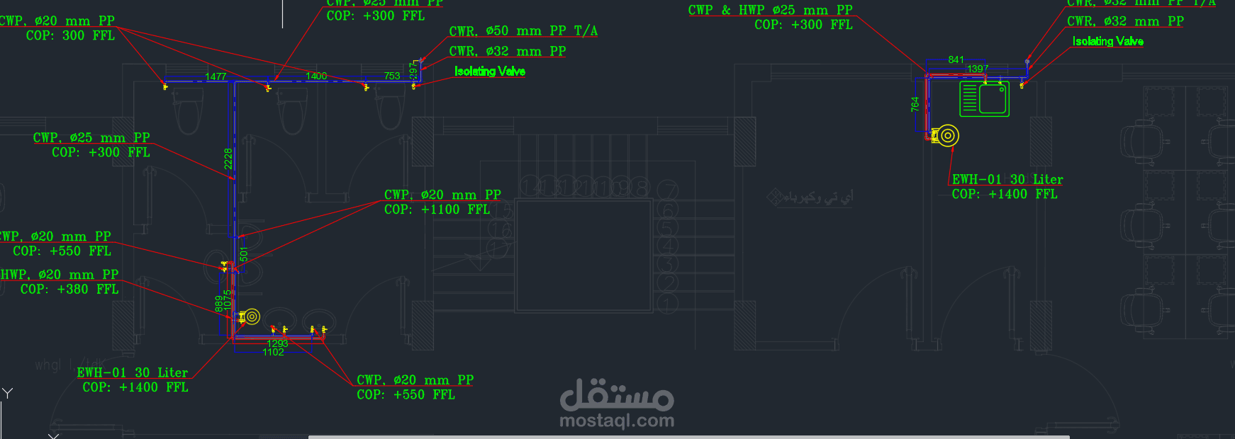 تصميم نظام صحى تغذية و صرف