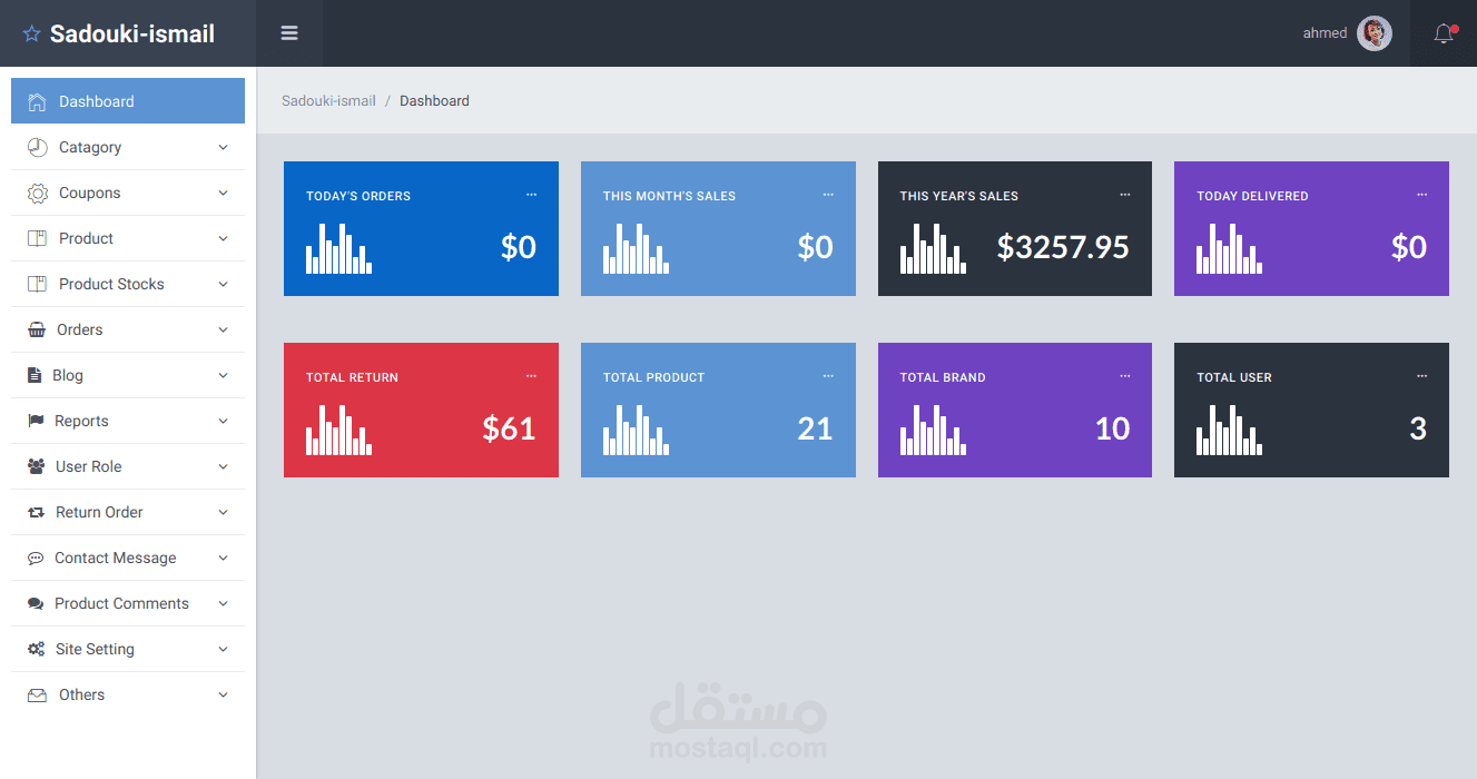 تطوير متجر الكتروني كامل مع لوحة التحكم