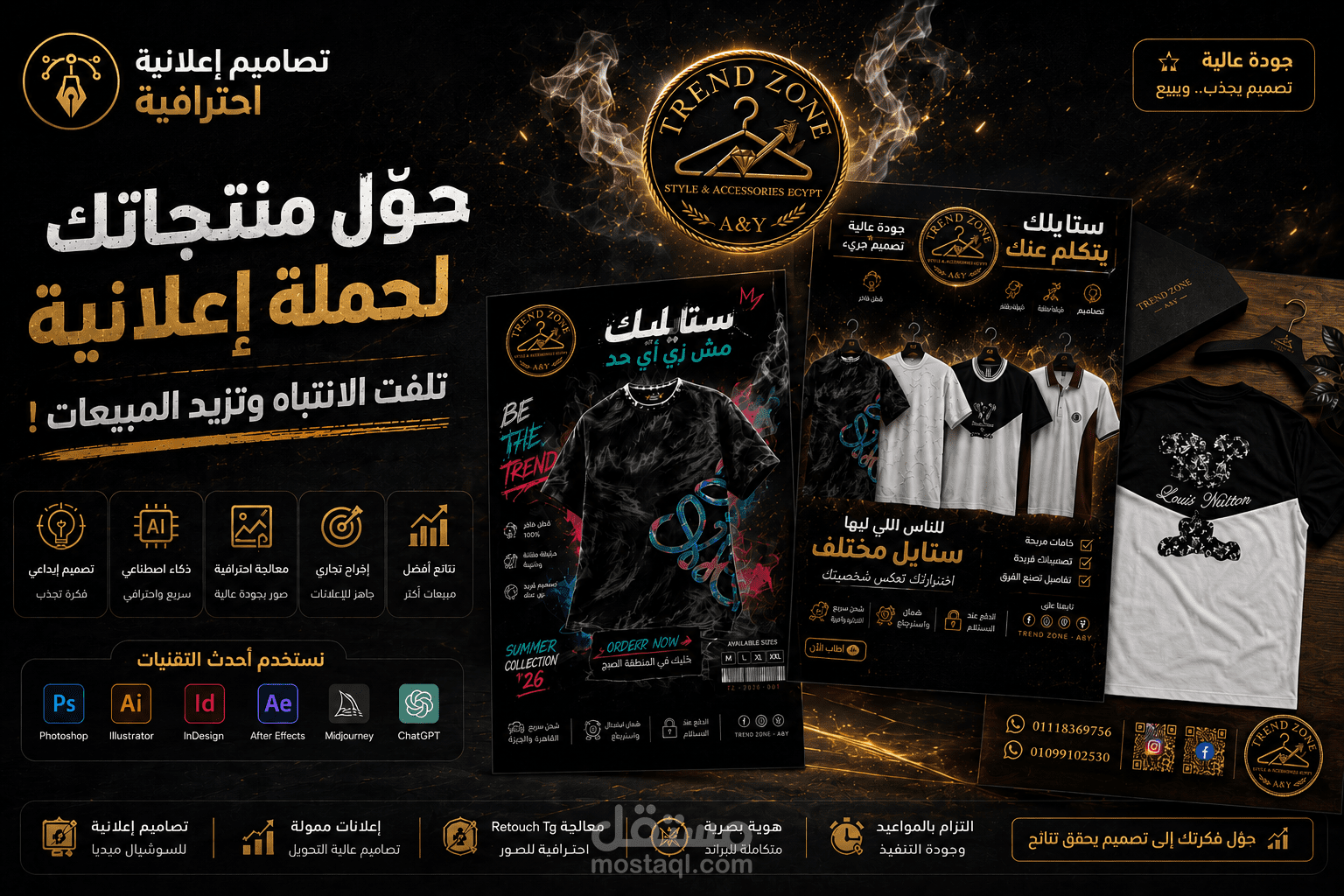 تصميم حملات إعلانية احترافية بالذكاء الاصطناعي مع معالجة وإخراج تجاري احترافي للبراندات